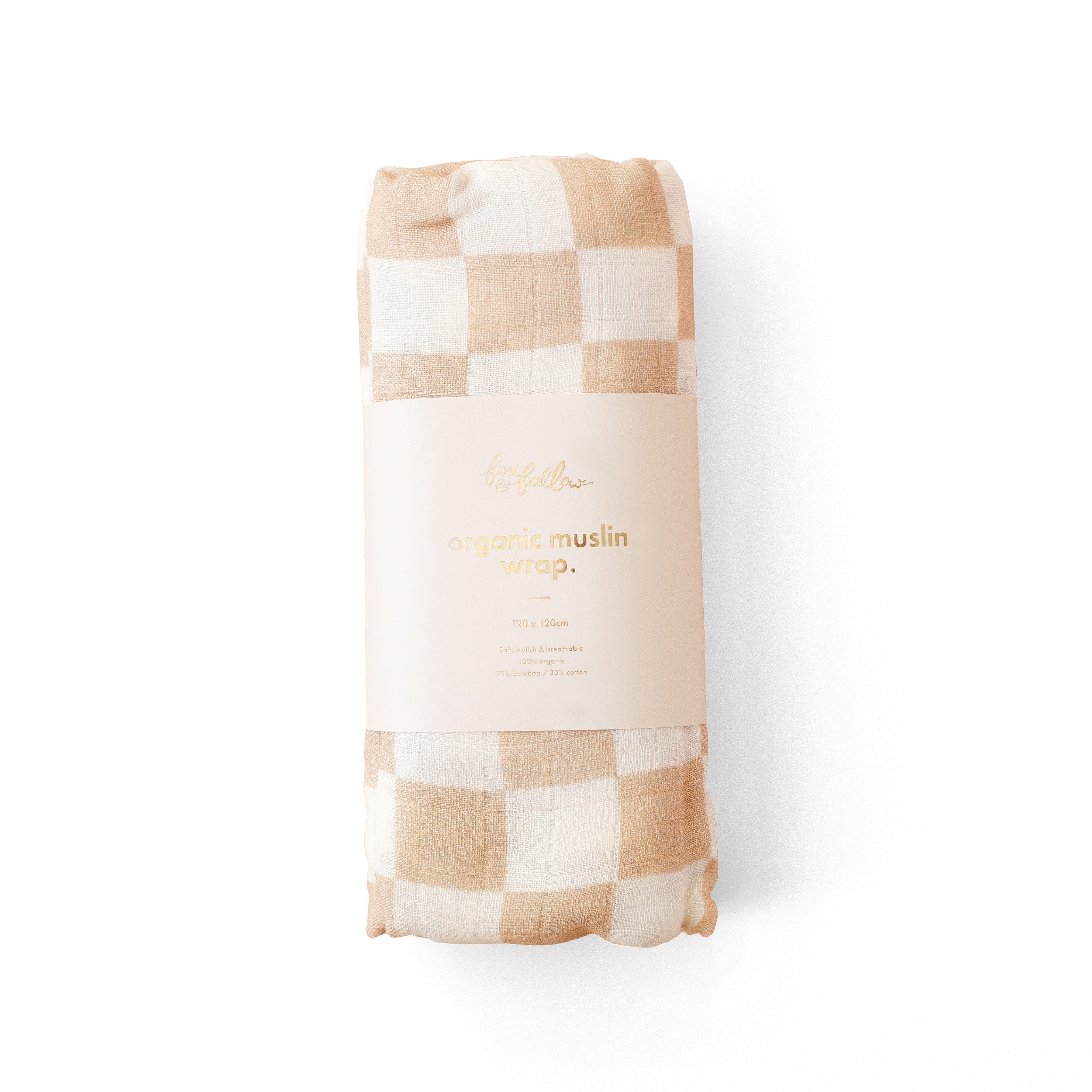 Caramel Check Organic Muslin Wrap Swaddle - PRE-ORDER (ARRIVING APRIL)