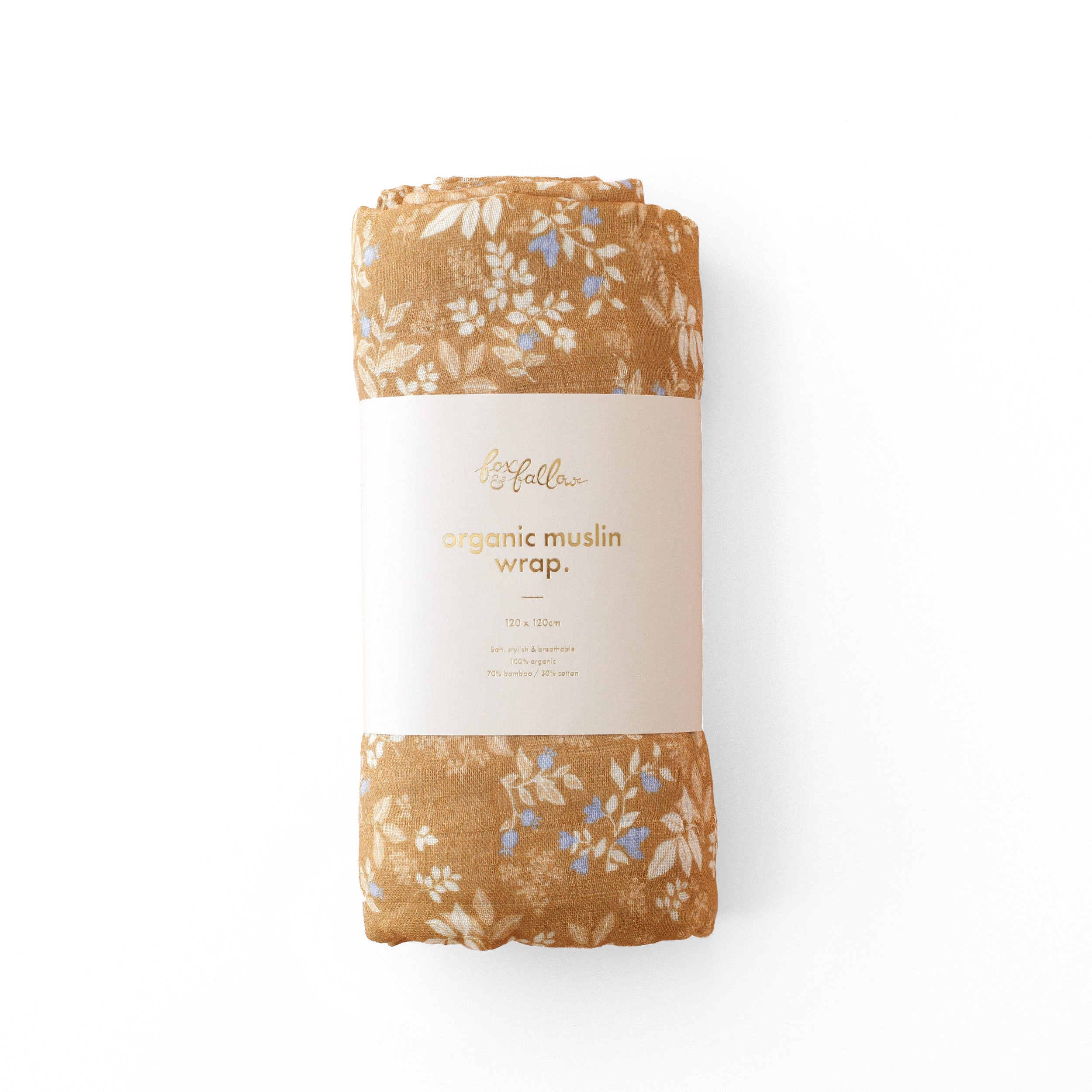 Gold Holly / Forest Friends Caramel Organic Muslin Wrap Set