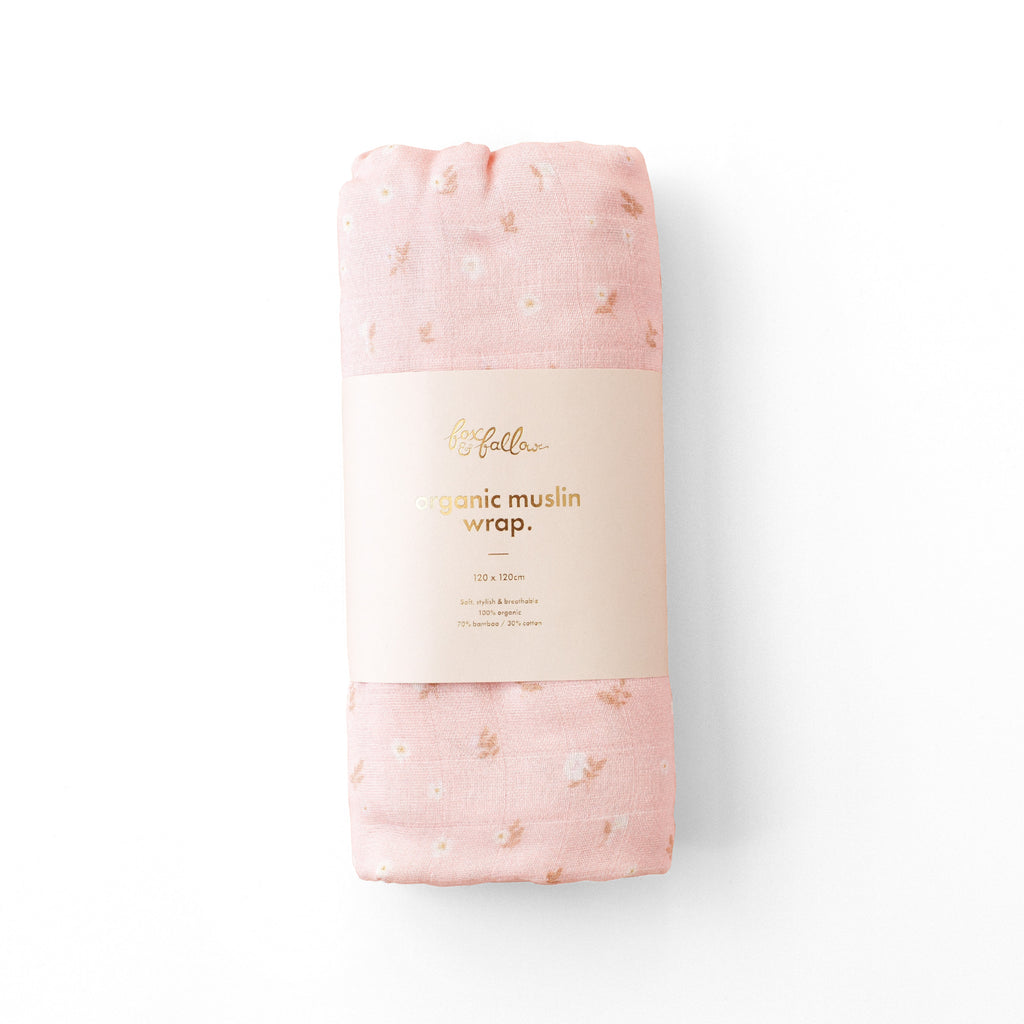 Dusty Roses / Petal Stripe Organic Muslin Wrap Set - PRE-ORDER (MARCH)