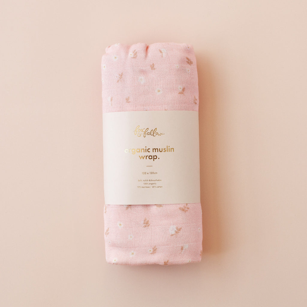 Dusty Roses / Petal Stripe Organic Muslin Wrap Set - PRE-ORDER (MARCH)