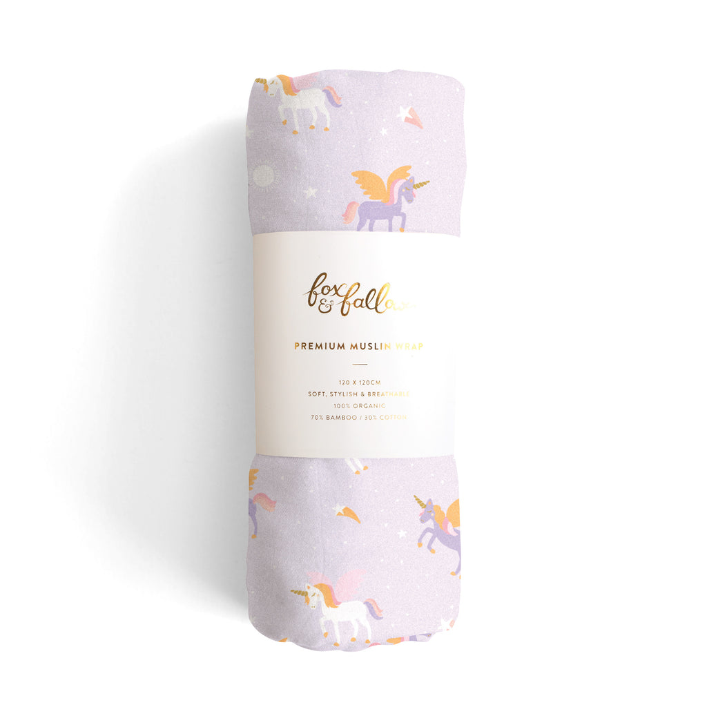 Unicorns Organic Muslin Wrap Swaddle - PRE-ORDER (MARCH)