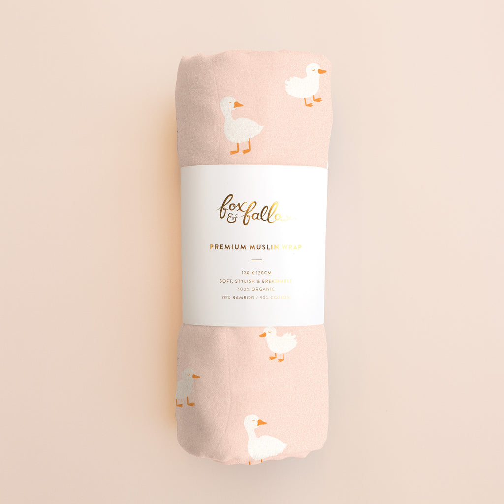 Pink Ducks Muslin Wrap Swaddle