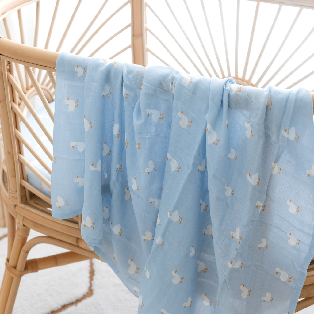 Blue Ducks Muslin Wrap Swaddle