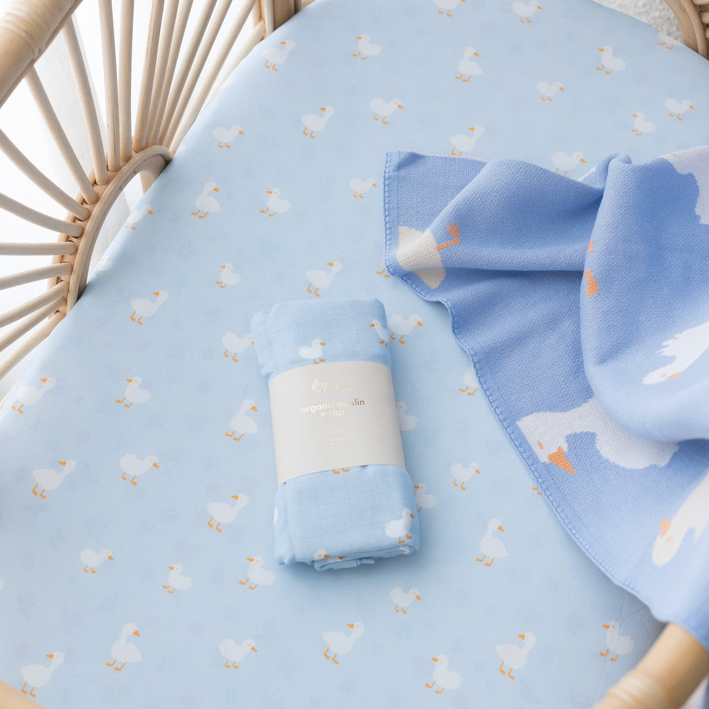 Blue Ducks Organic Fitted Bassinet Sheet/Change Pad Cover