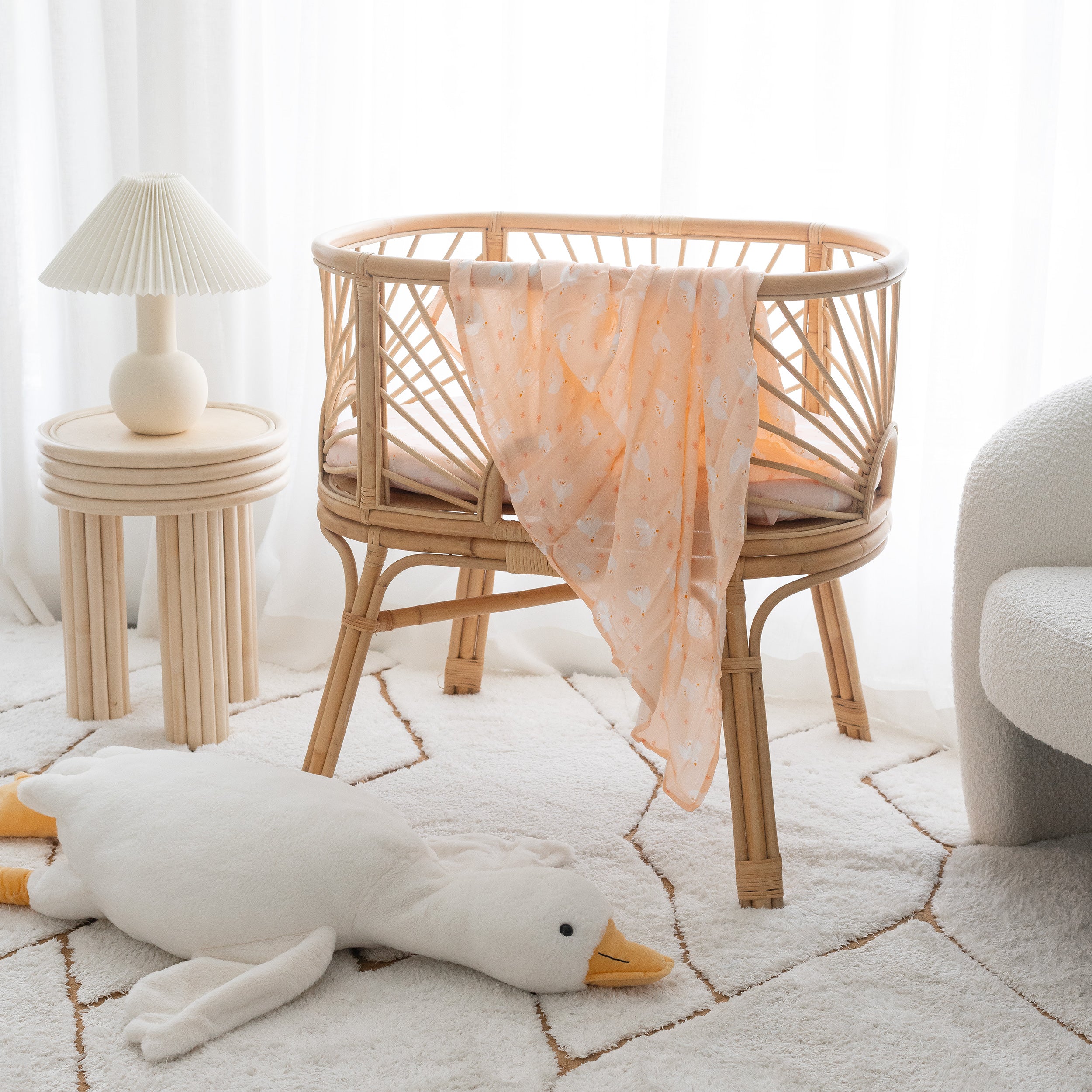 Pink Doves Muslin Wrap Swaddle - PRE-ORDER (APRIL)