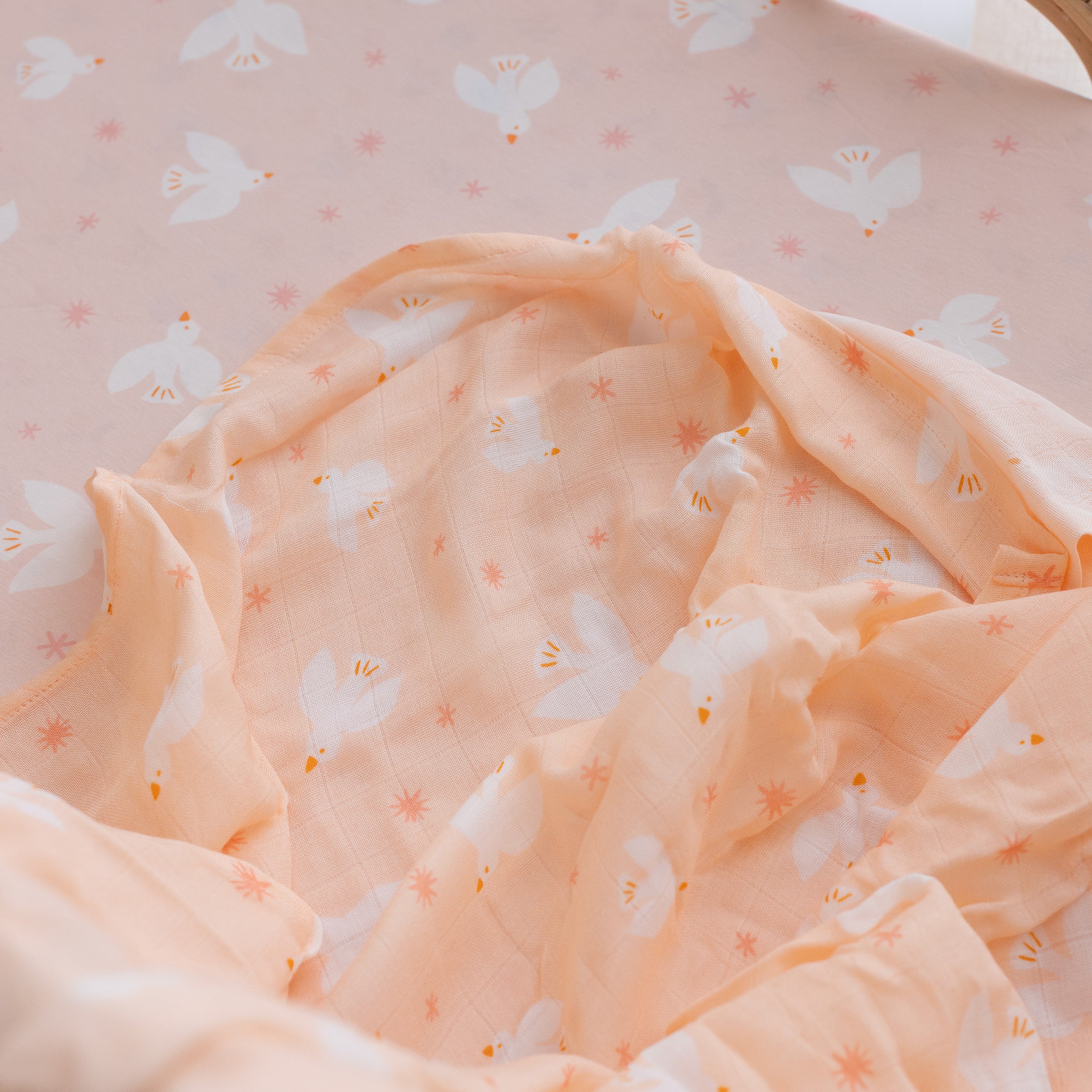 Pink Doves Muslin Wrap Swaddle - PRE-ORDER (APRIL)