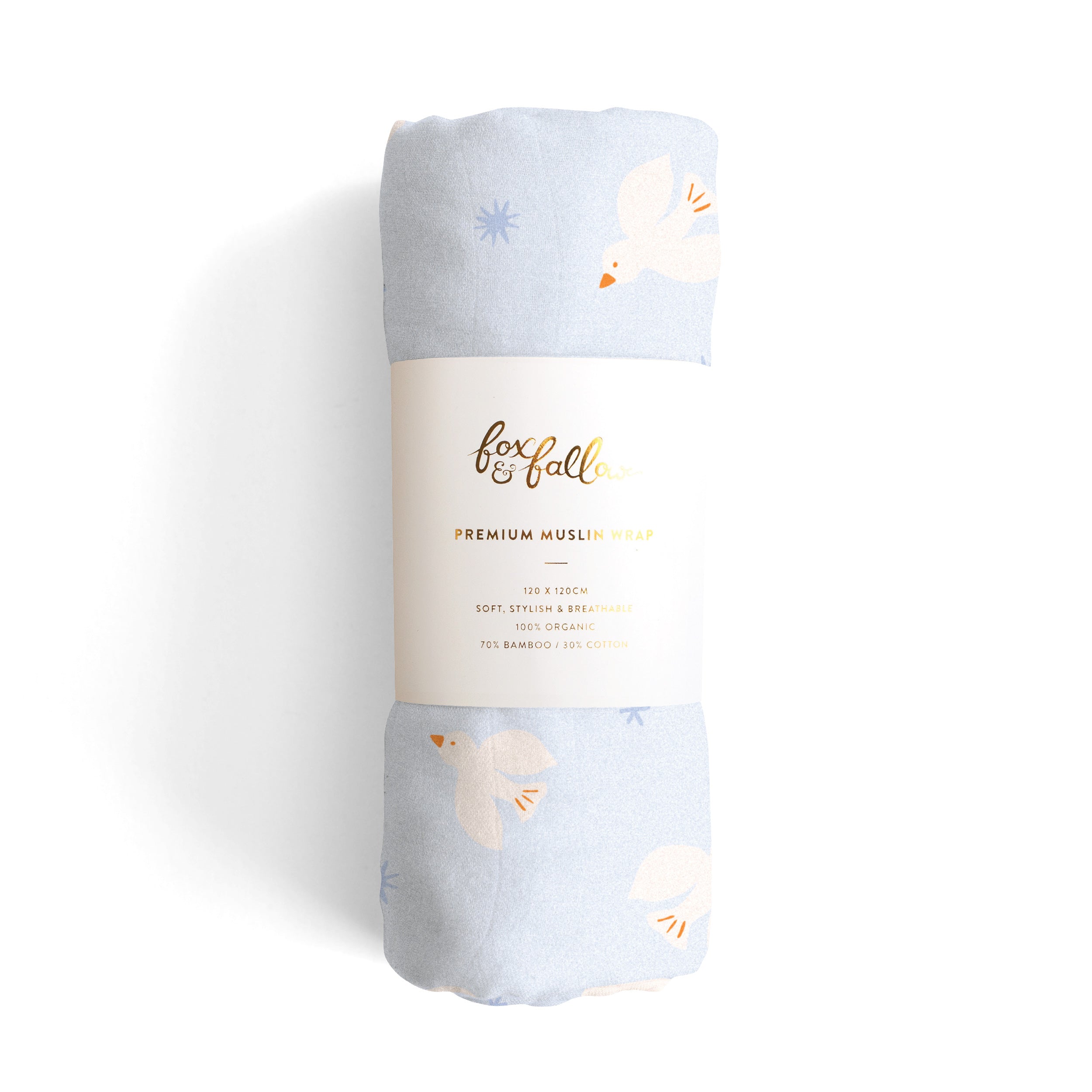 Blue Doves Muslin Wrap Swaddle - PRE-ORDER (APRIL)