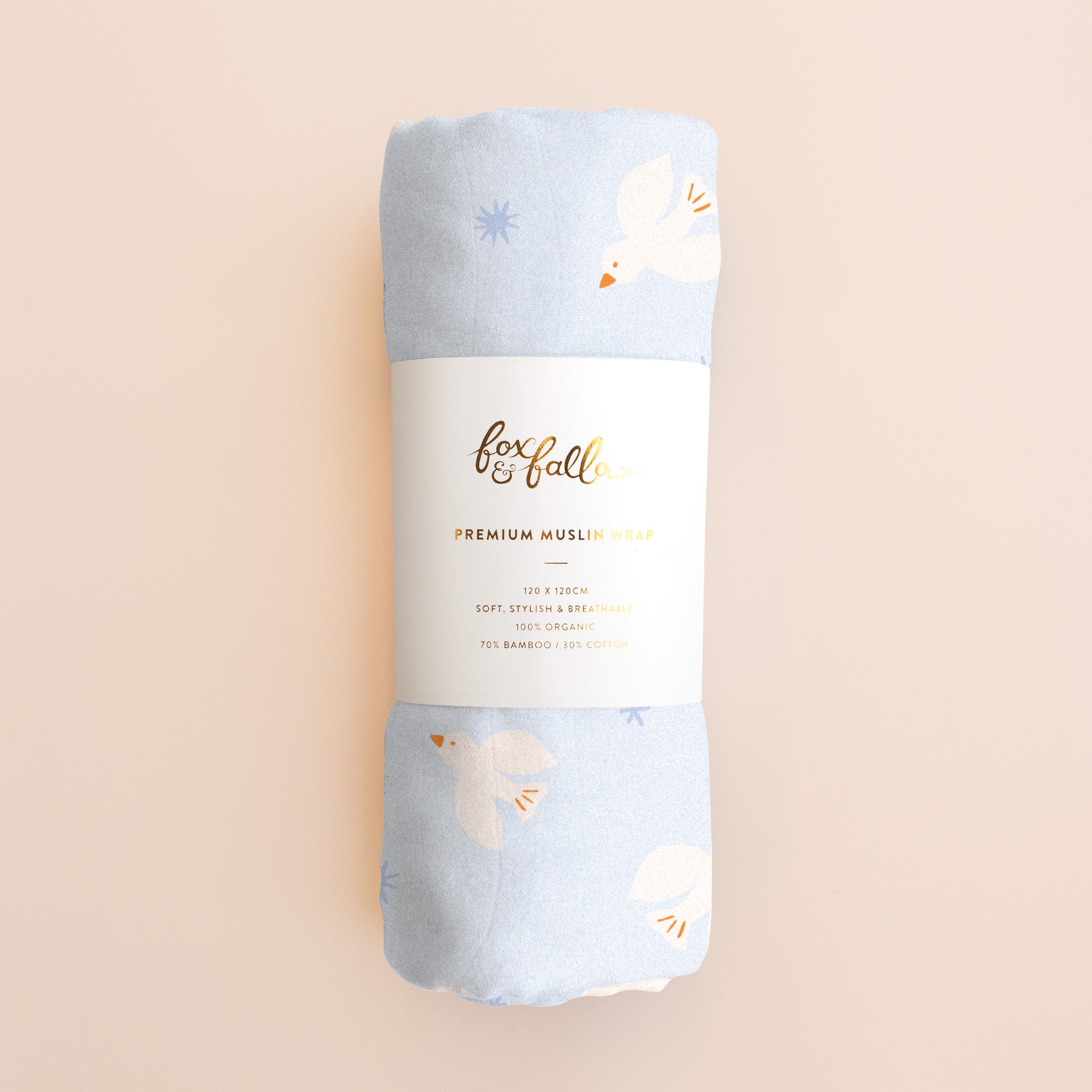 Blue Doves Muslin Wrap Swaddle - PRE-ORDER (APRIL)