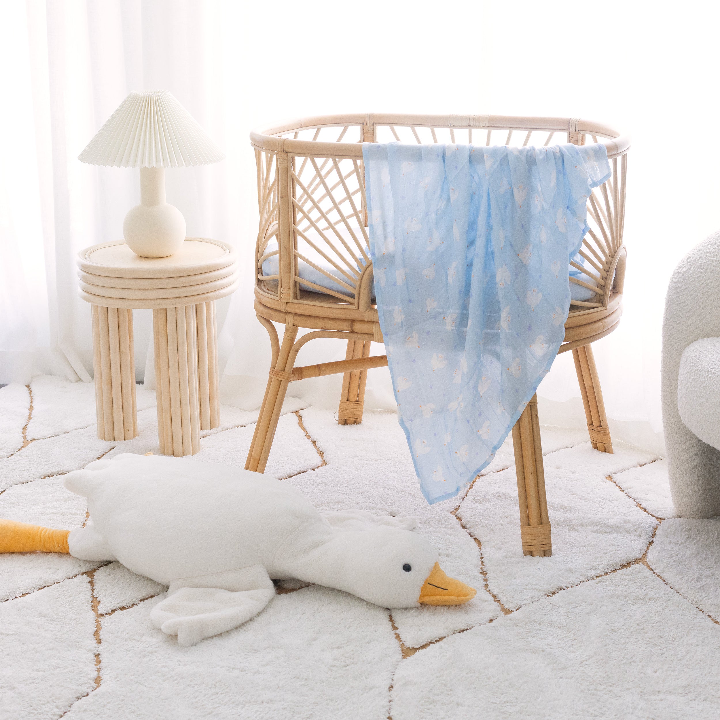 Blue Doves Muslin Wrap Swaddle