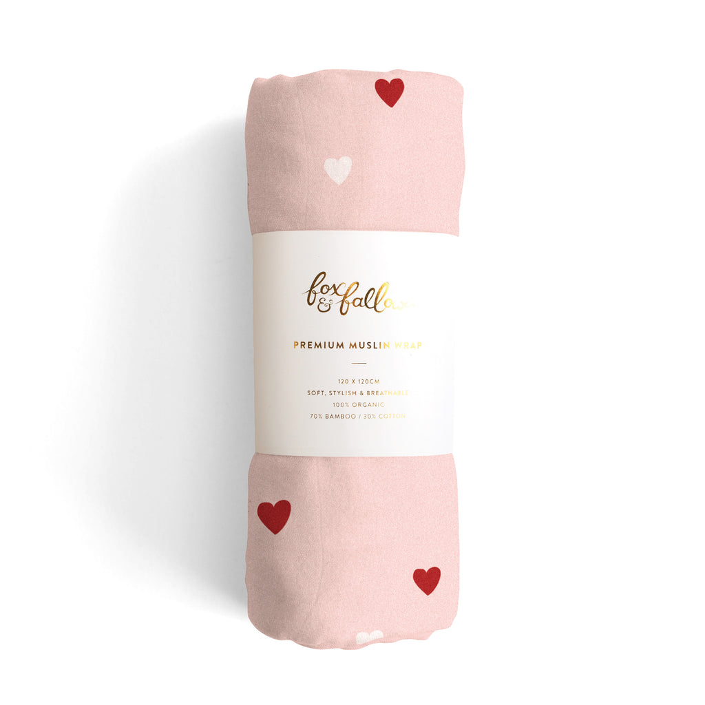 Little Hearts Muslin Wrap Swaddle