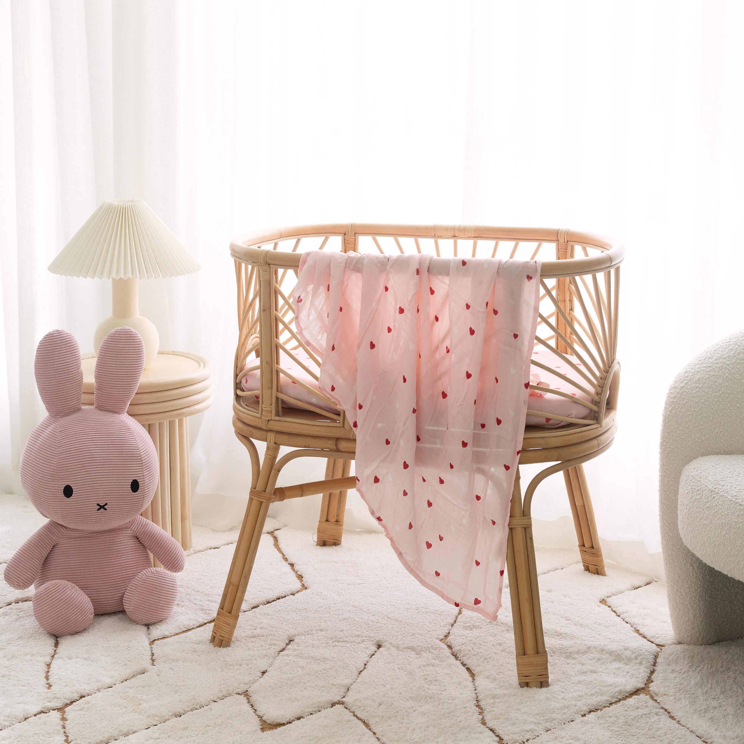 Little Hearts Organic Fitted Bassinet Sheet/Change Pad Cover