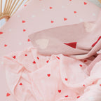 Little Hearts Organic Fitted Bassinet Sheet/Change Pad Cover