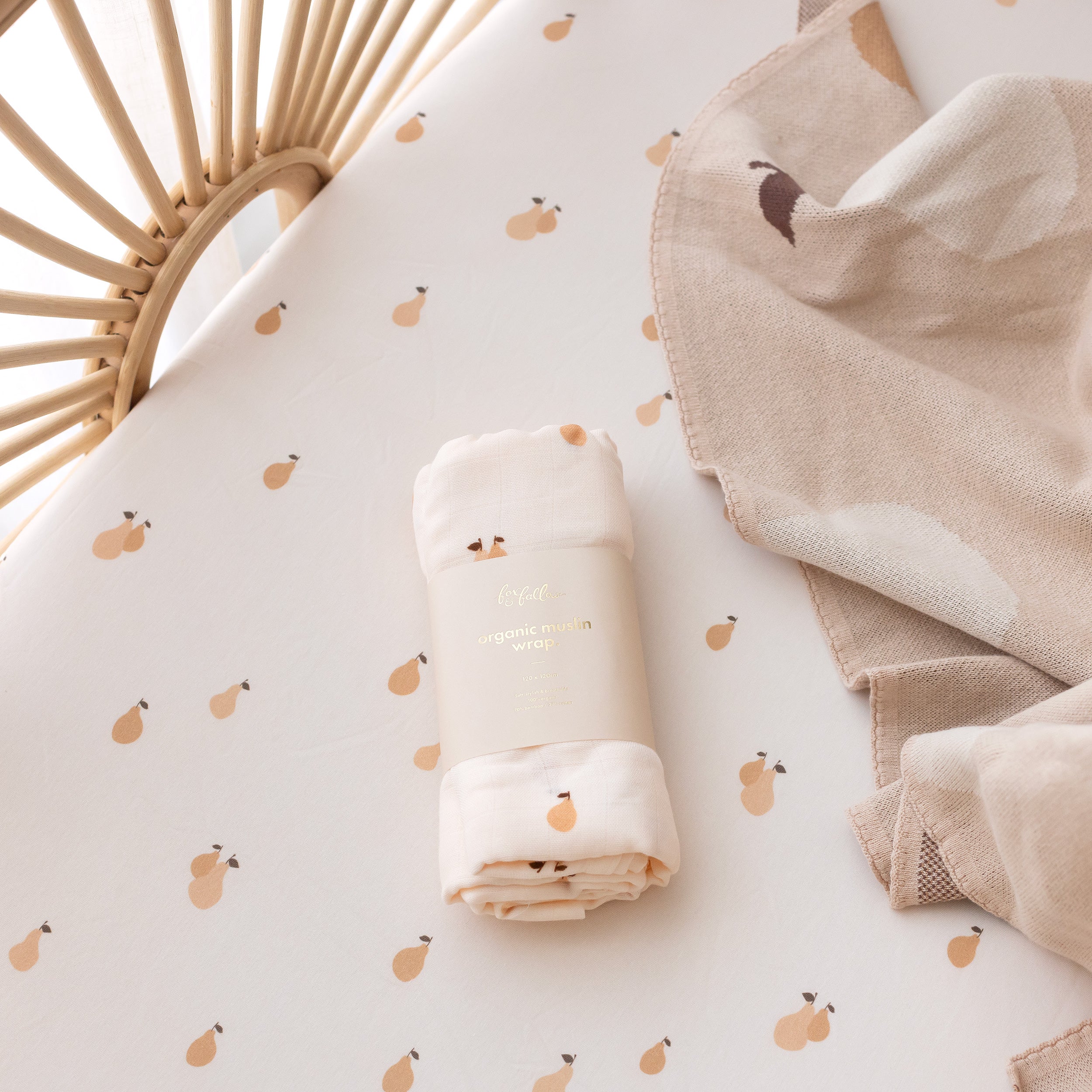 Golden Pears Organic Fitted Bassinet Sheet/Change Pad Cover