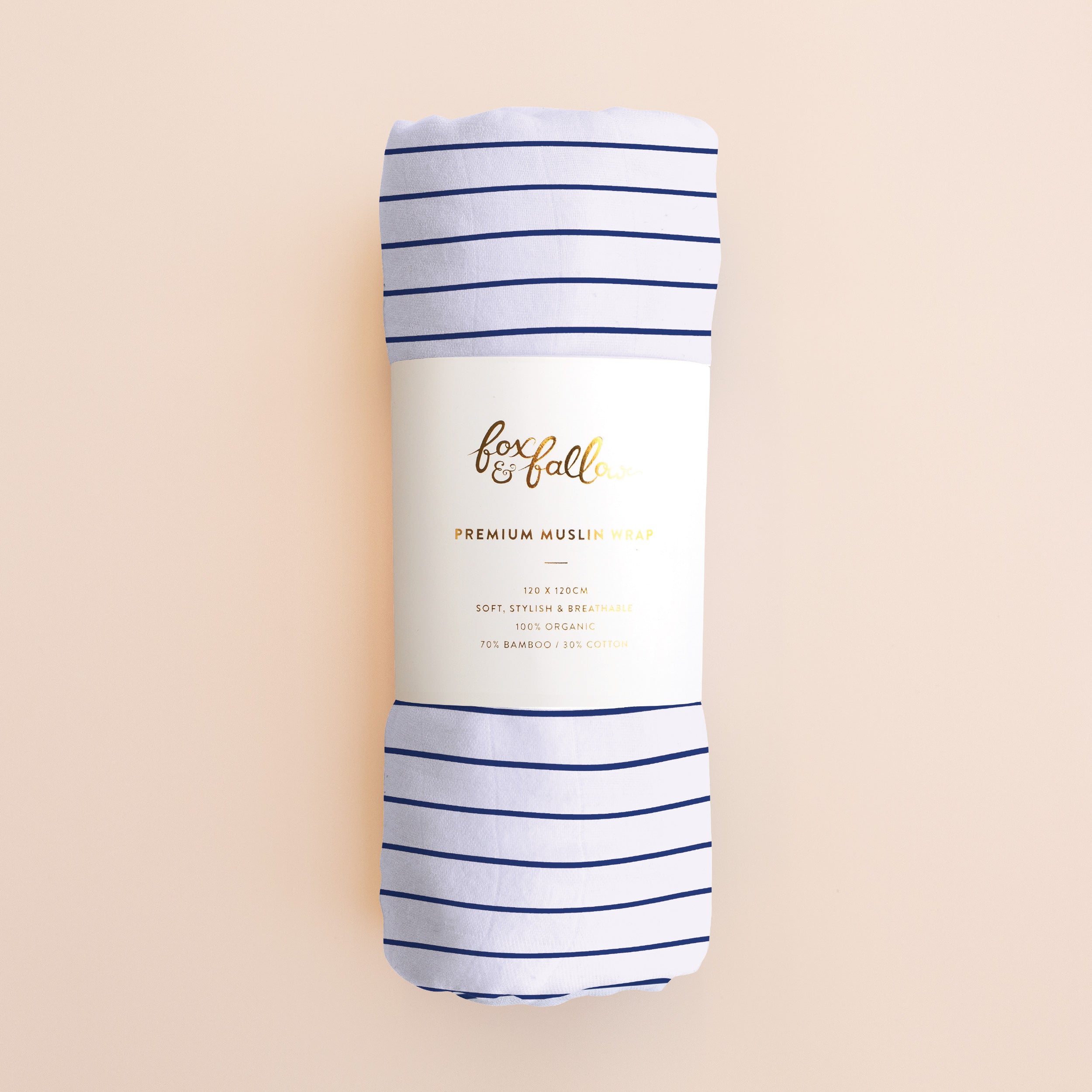 Navy Stripe Muslin Wrap Swaddle - PRE-ORDER (APRIL)