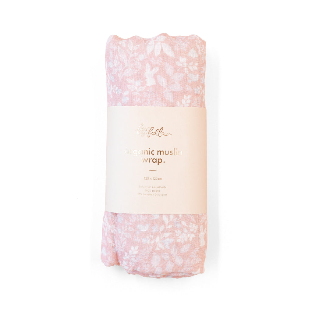 Forest Friends Peony Muslin Wrap Swaddle
