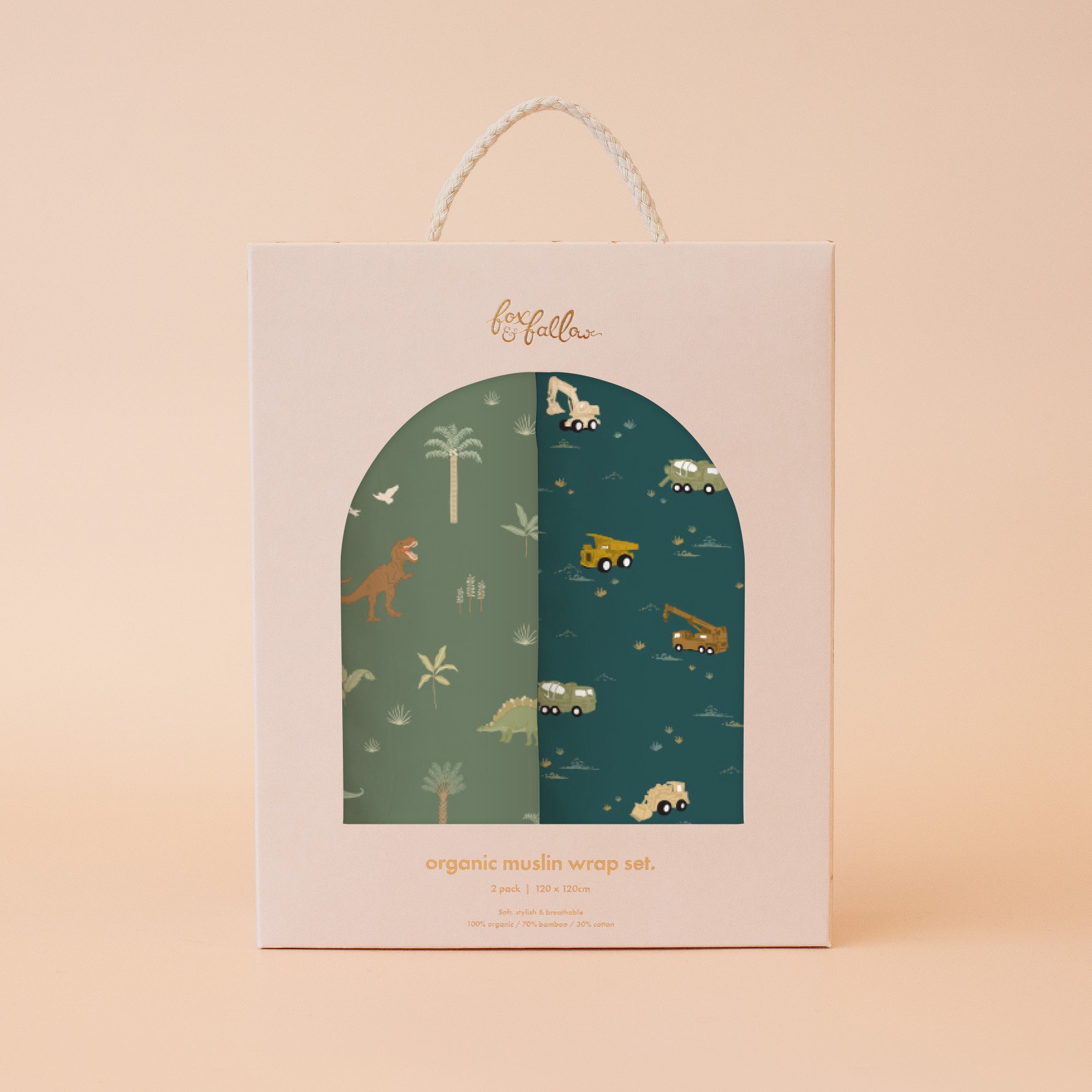 Dinos / Trucks Organic Muslin Wrap Set