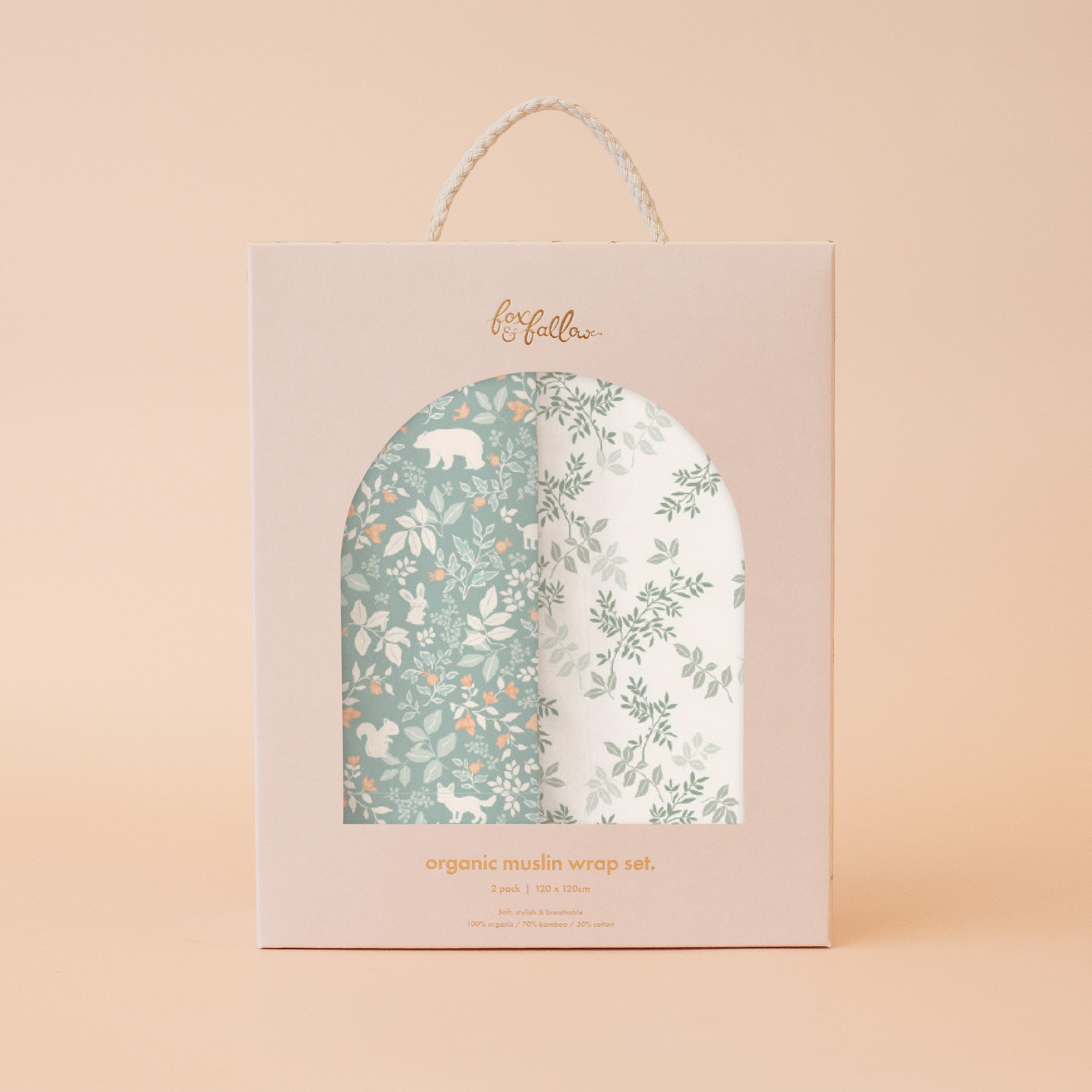 Forest Friends Sage / Cypress Organic Muslin Wrap Set