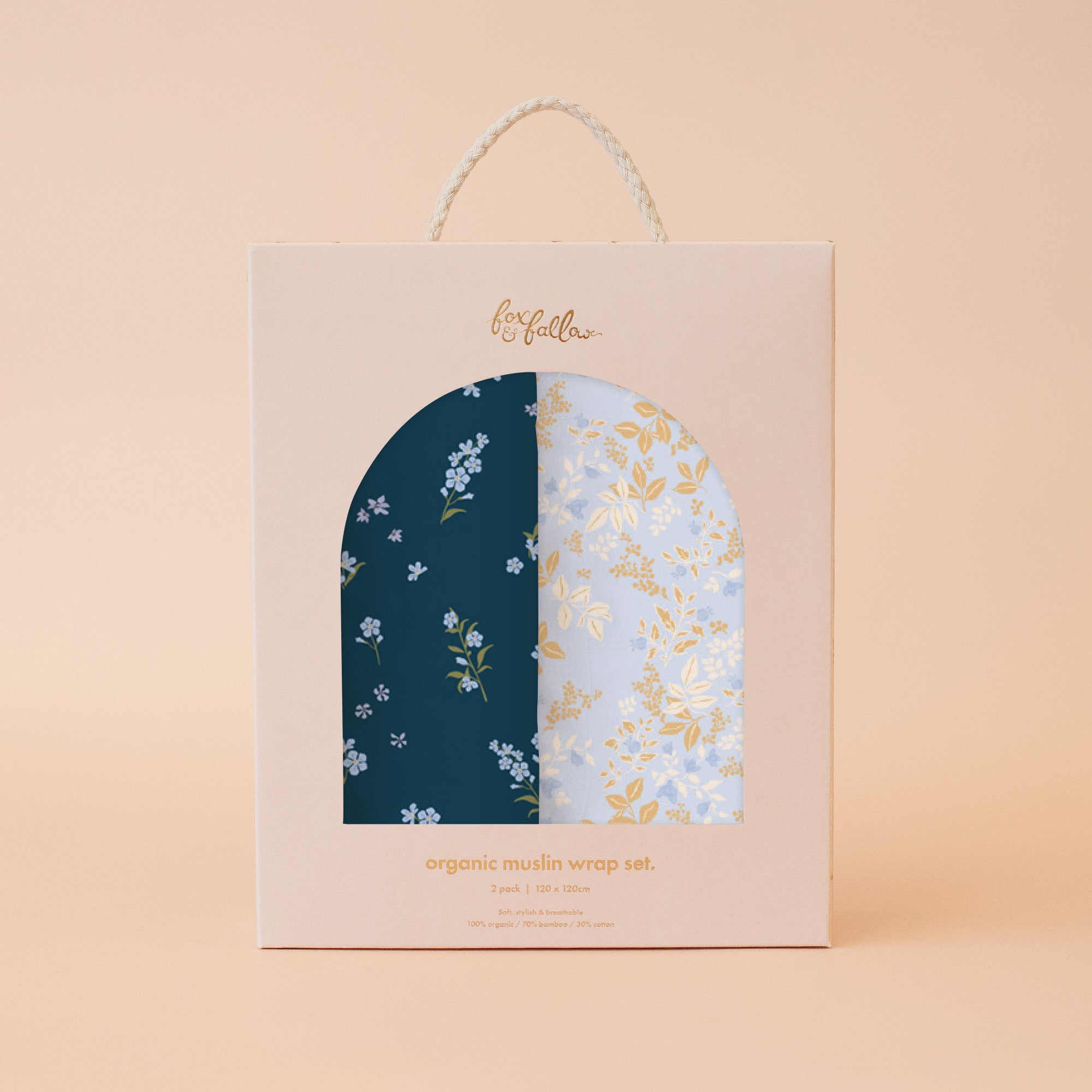 Forget-Me-Not Navy / Delphinium Organic Muslin Wrap Set