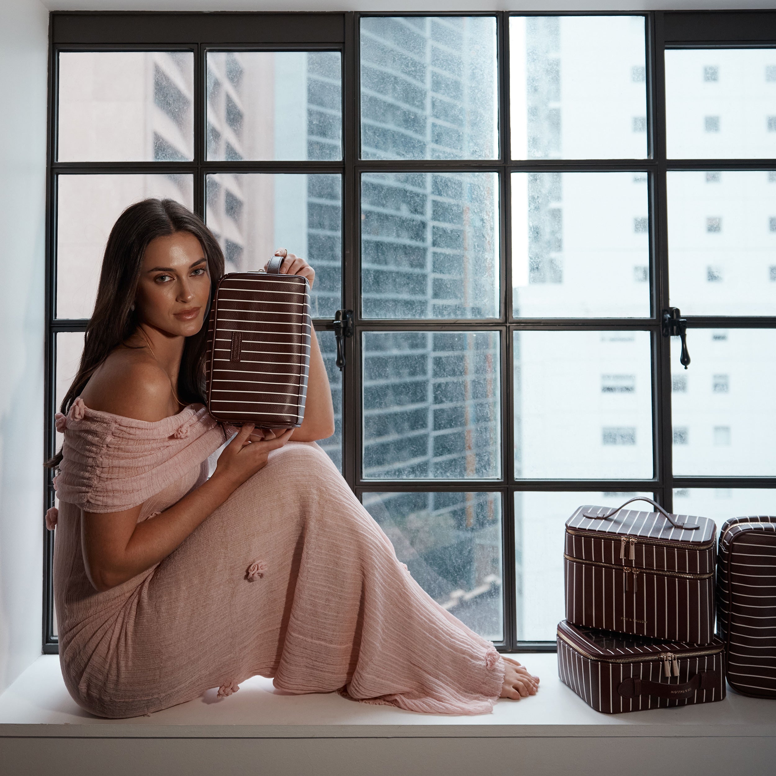 Merlot Pinstripe Cosmetic Bag