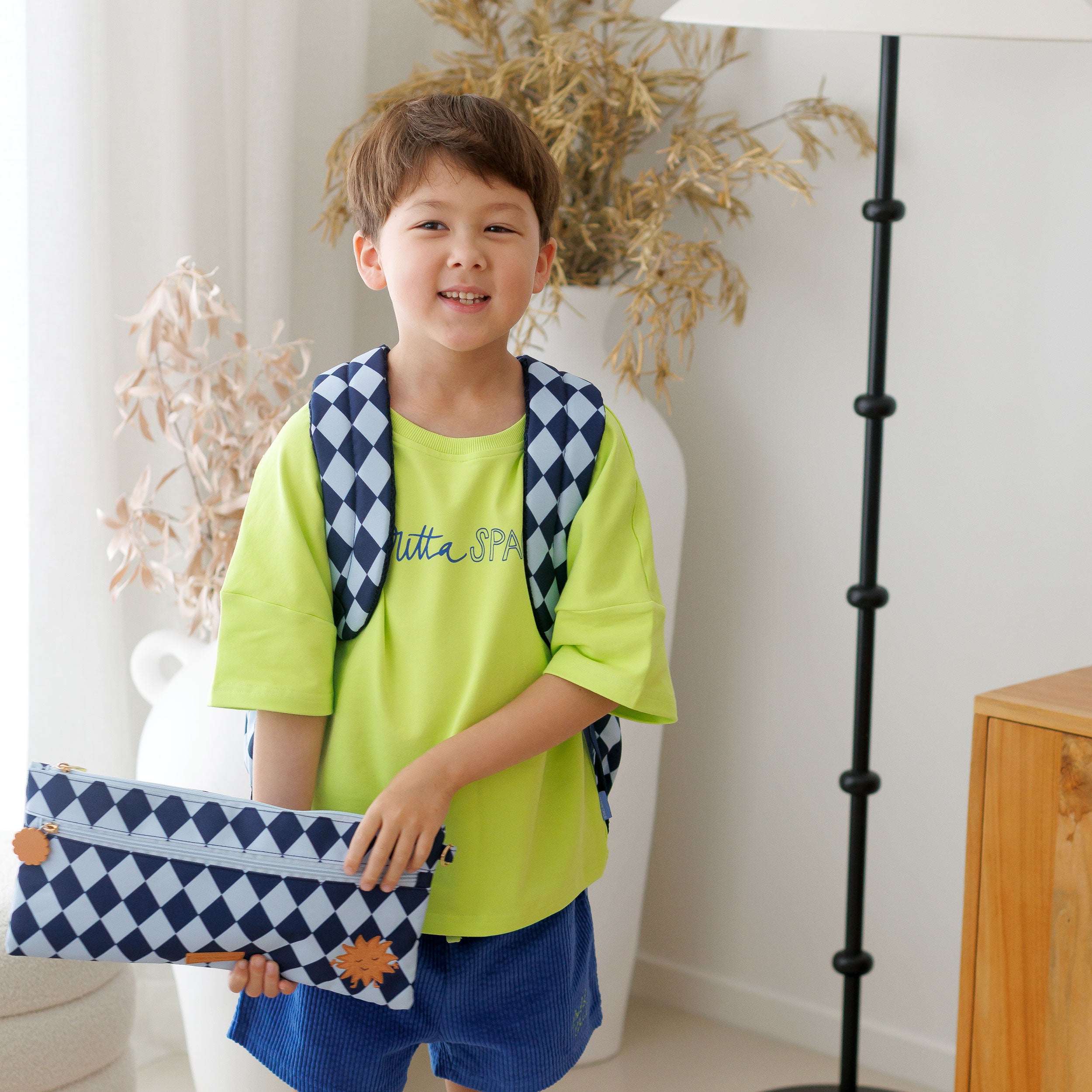 Navy Diamonds Large Pencil Case - PRE-ORDER (APRIL)