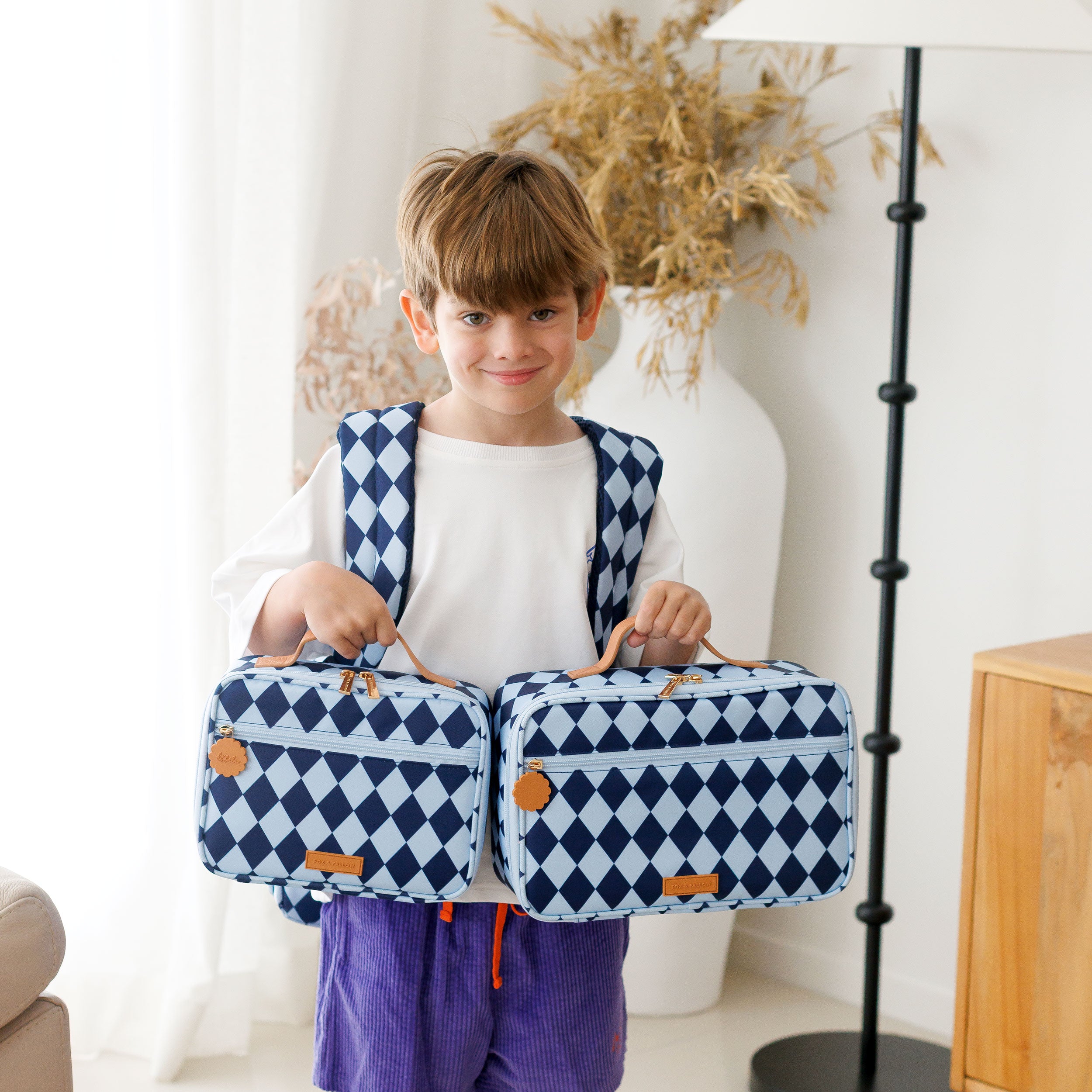 Navy Diamonds Mini Lunch Bag
