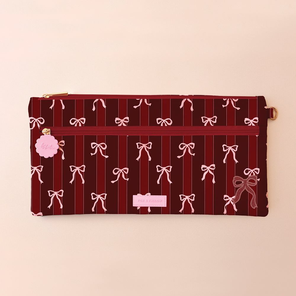Ruby Ribbon Stripe Large Pencil Case - PRE-ORDER (OCTOBER)