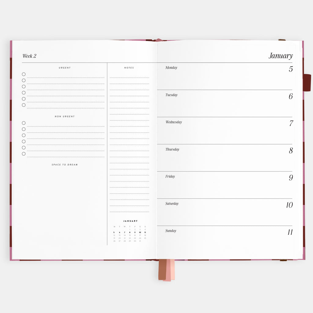 2026 A5 Horizontal Planner - Cherry Check - SOLD OUT