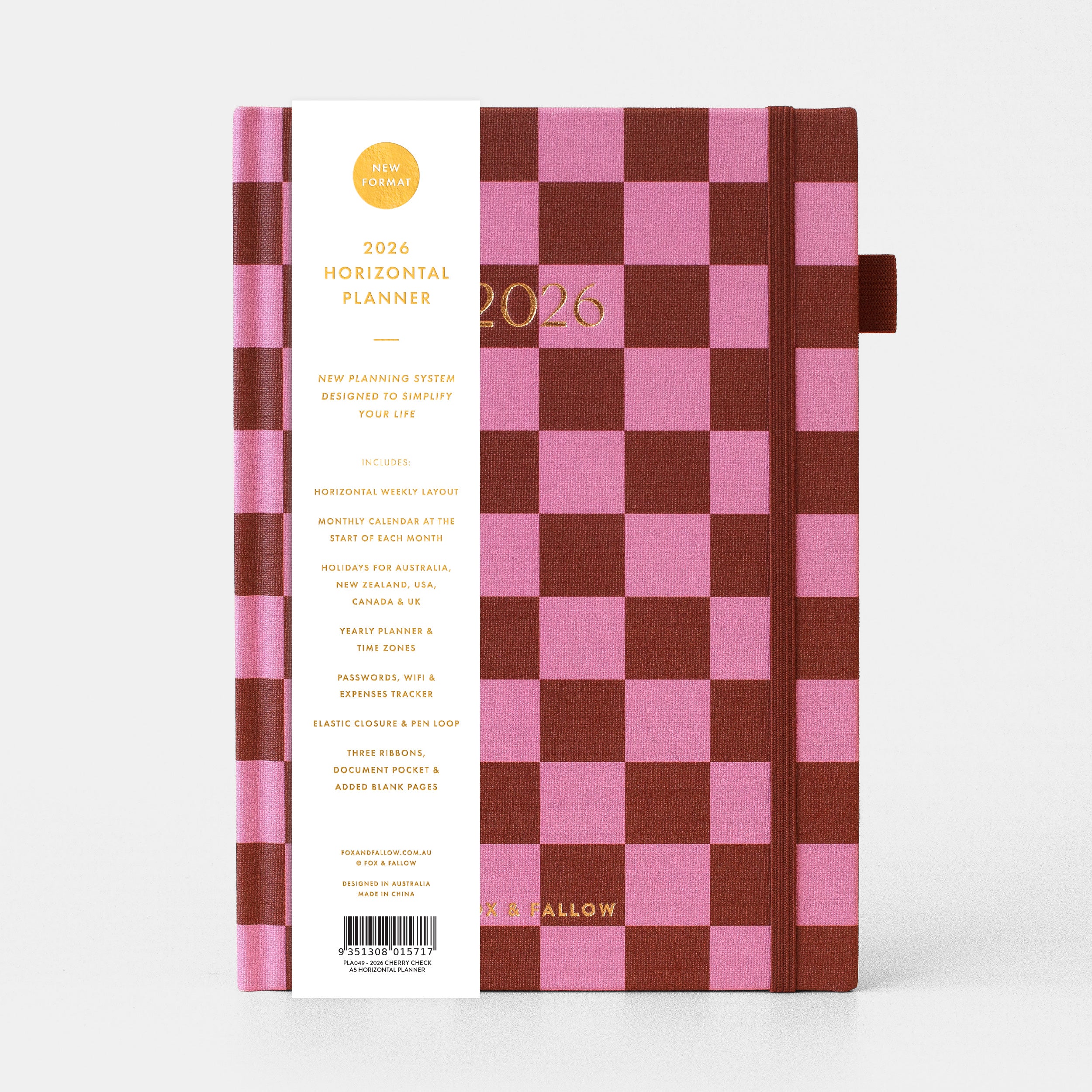 2026 A5 Horizontal Planner - Cherry Check - SOLD OUT