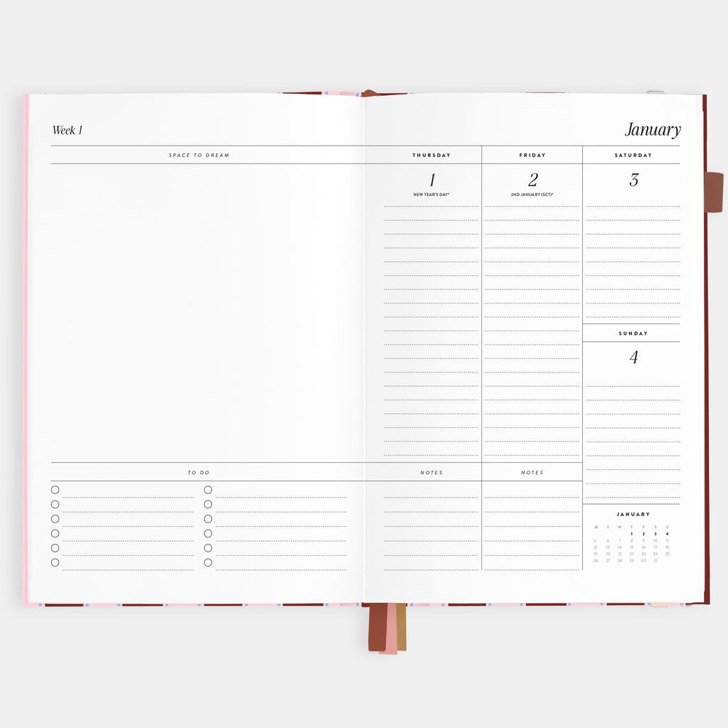 2026 A5 Vertical Planner - Burgundy Stripe - SOLD OUT