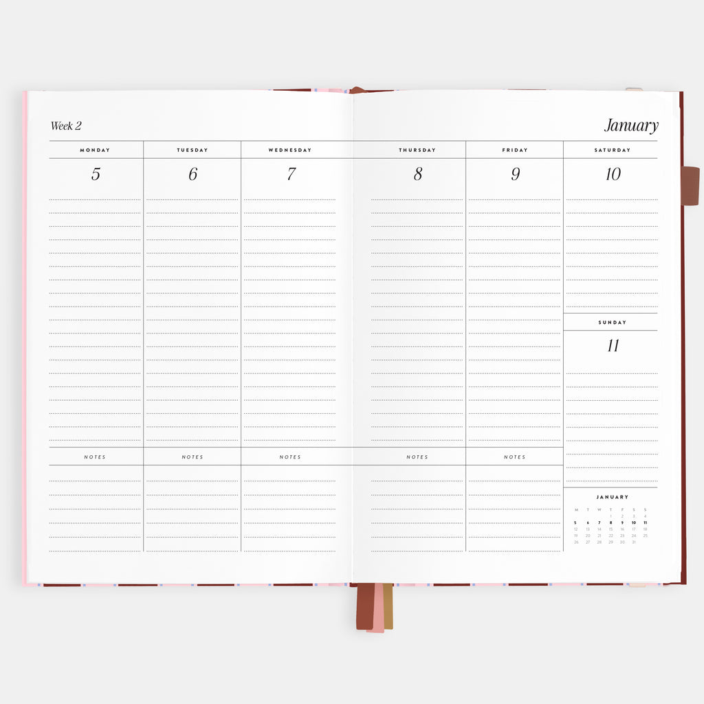 2026 A5 Vertical Planner - Burgundy Stripe - SOLD OUT