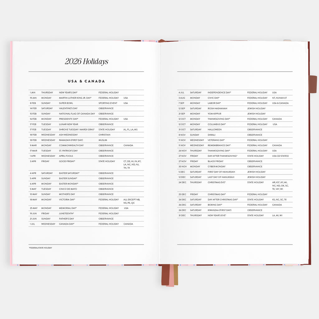 2026 A5 Vertical Planner - Burgundy Stripe - SOLD OUT