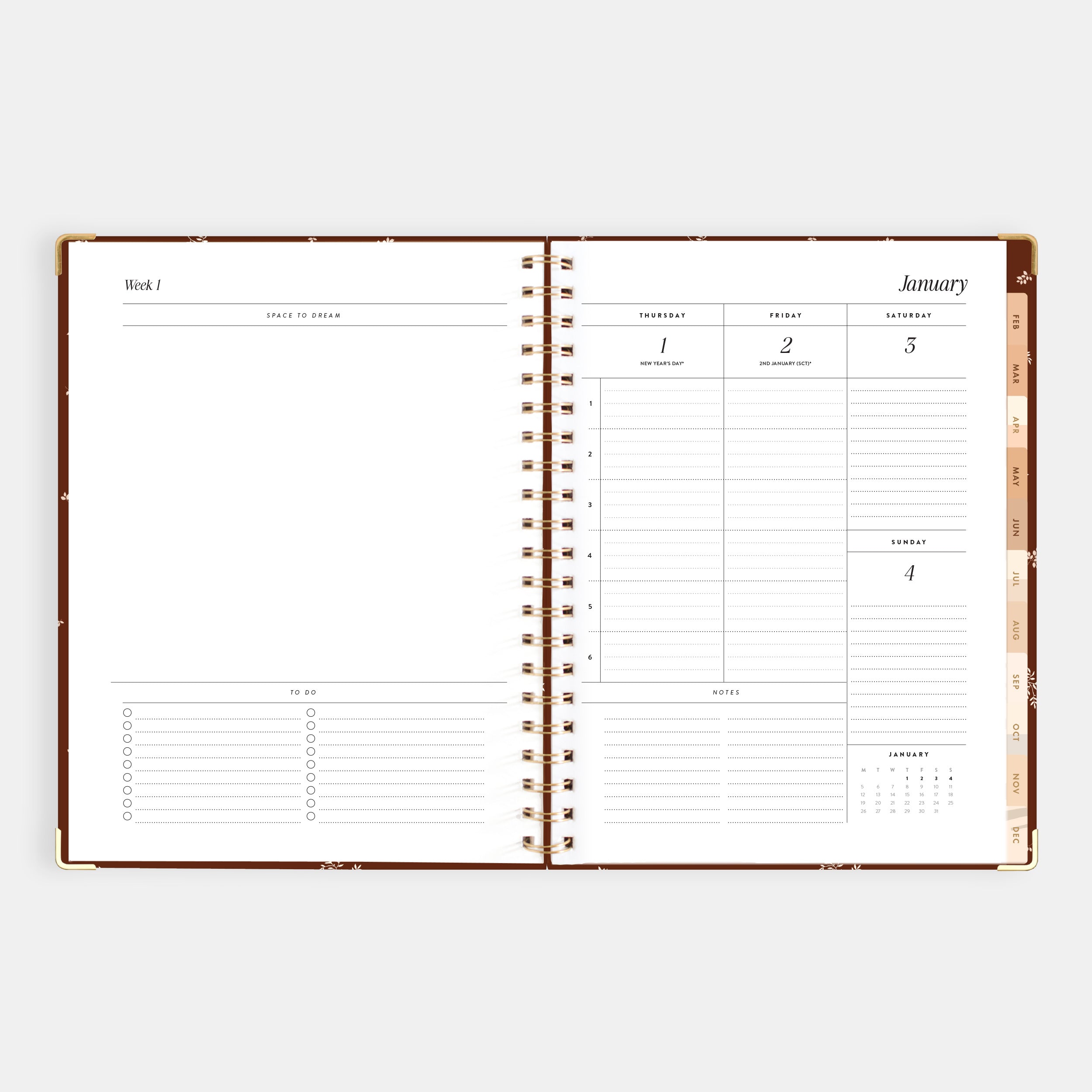 2026 A4 Academic Vertical Planner - Raspberry - SECONDS