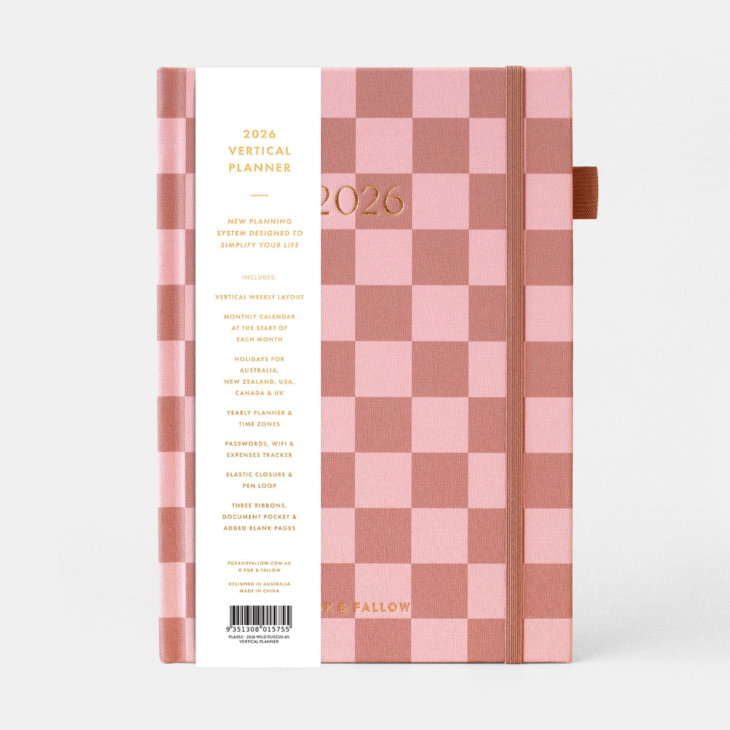 2026 A5 Vertical Planner - Rose Check - SOLD OUT