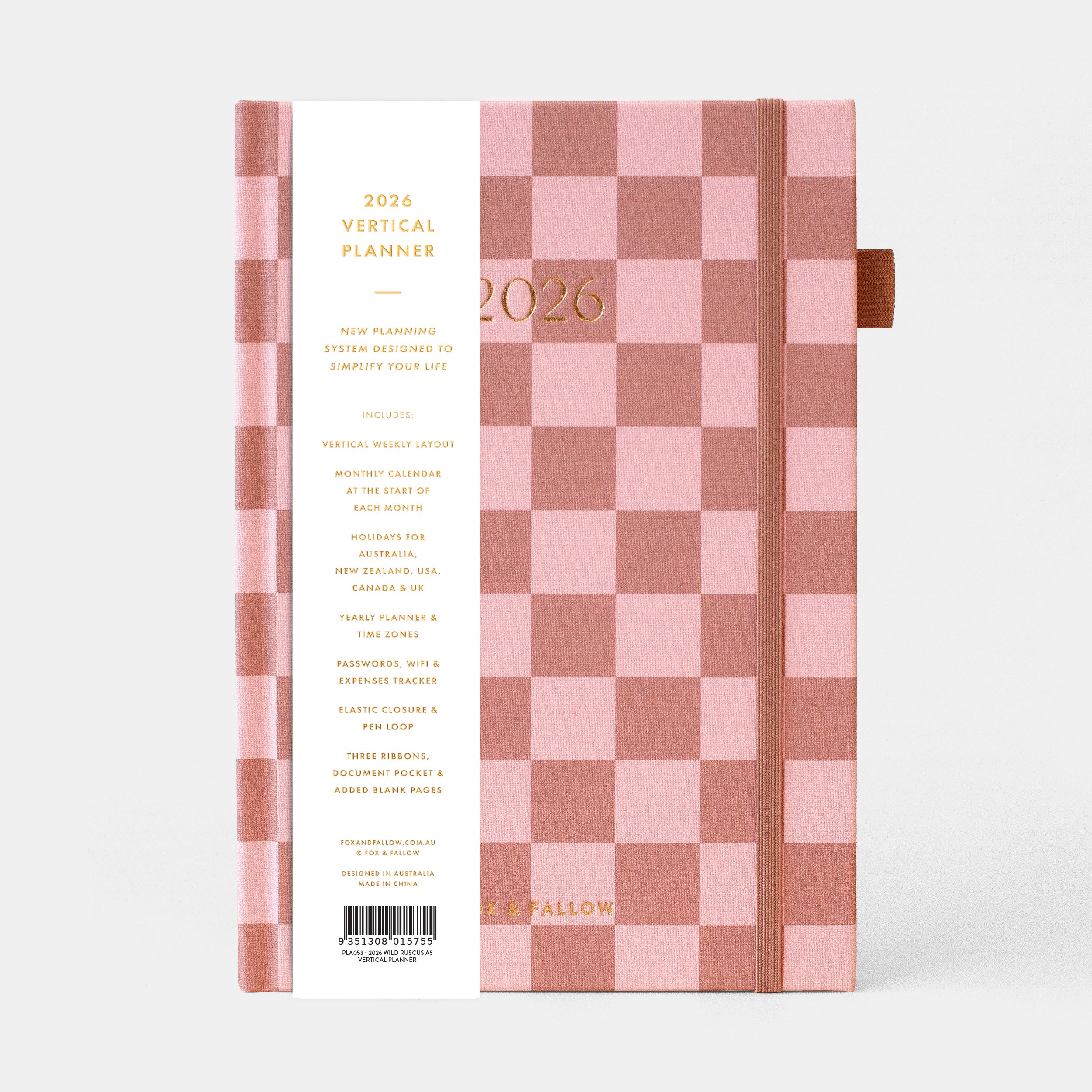 2026 A5 Vertical Planner - Rose Check - SOLD OUT