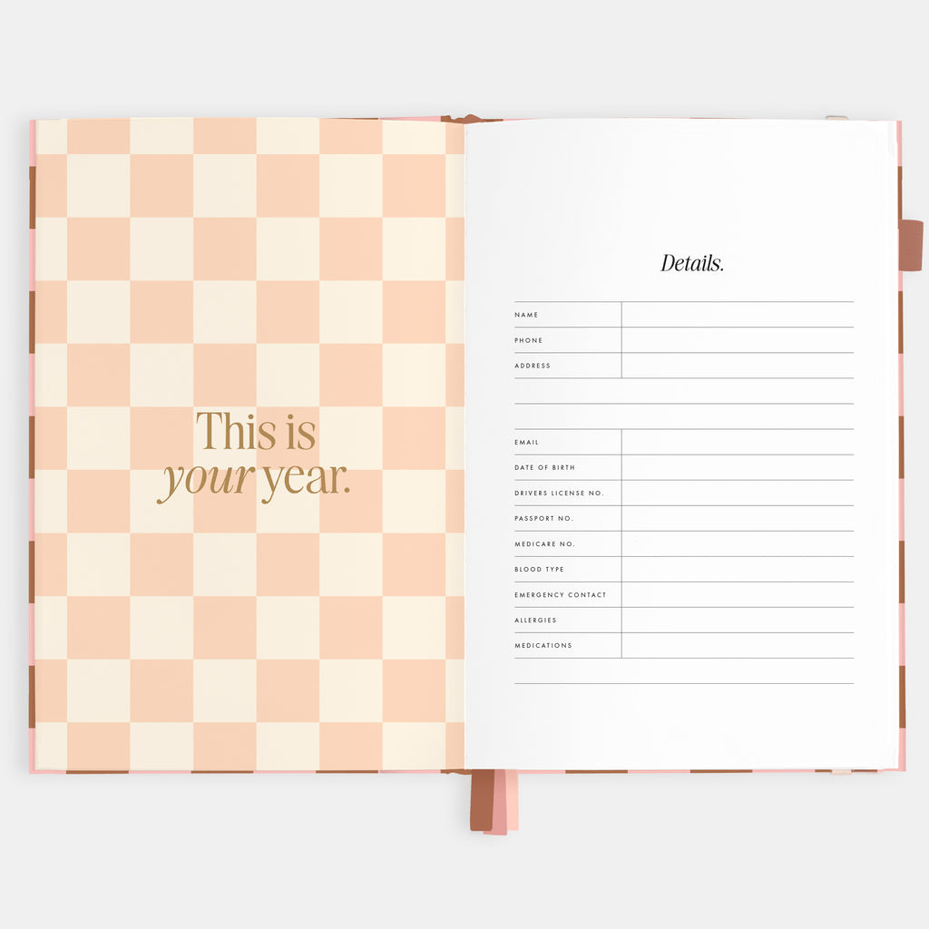 2026 A5 Vertical Planner - Rose Check - SOLD OUT