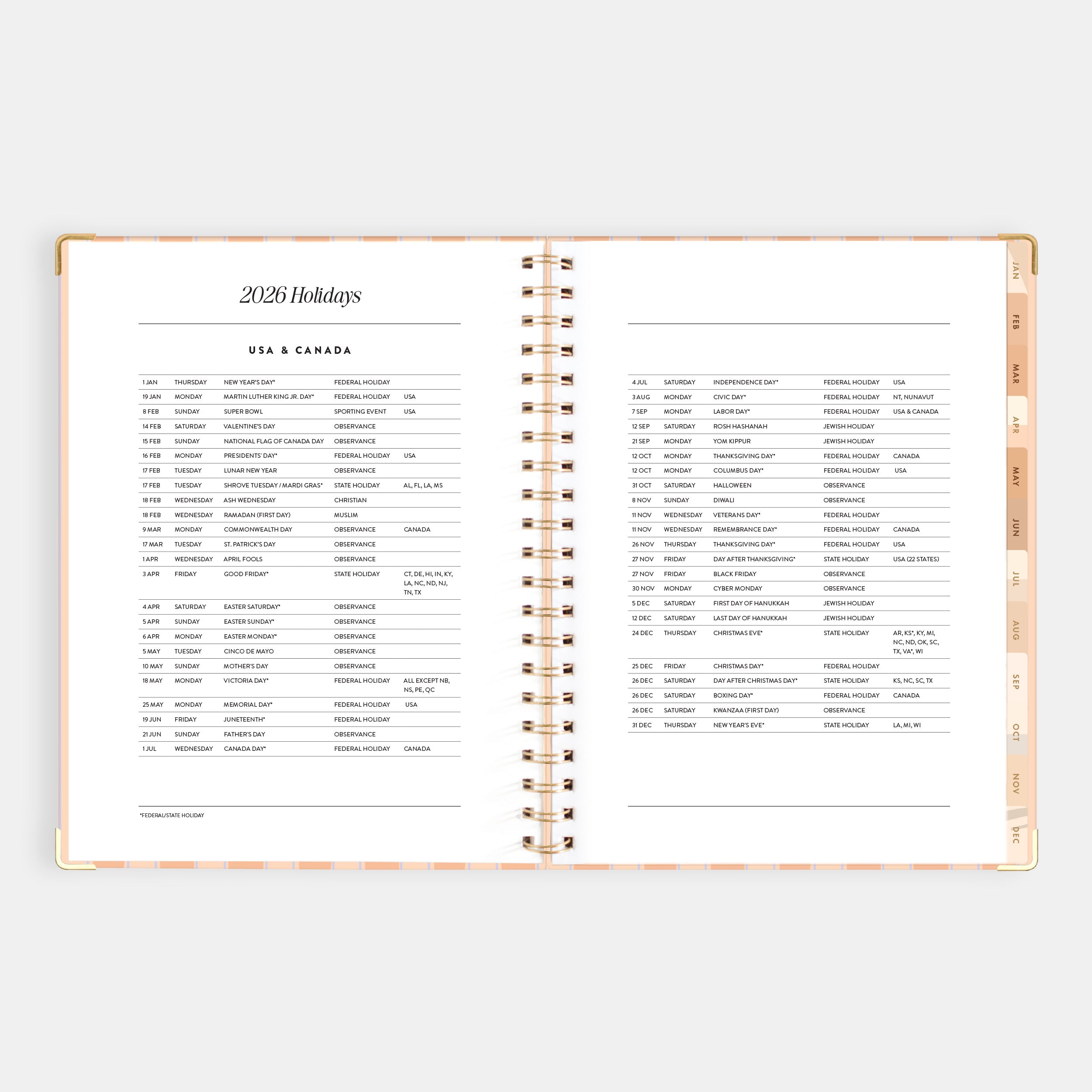 2026 A4 Academic Vertical Planner - Coral Stripe - SOLD OUT
