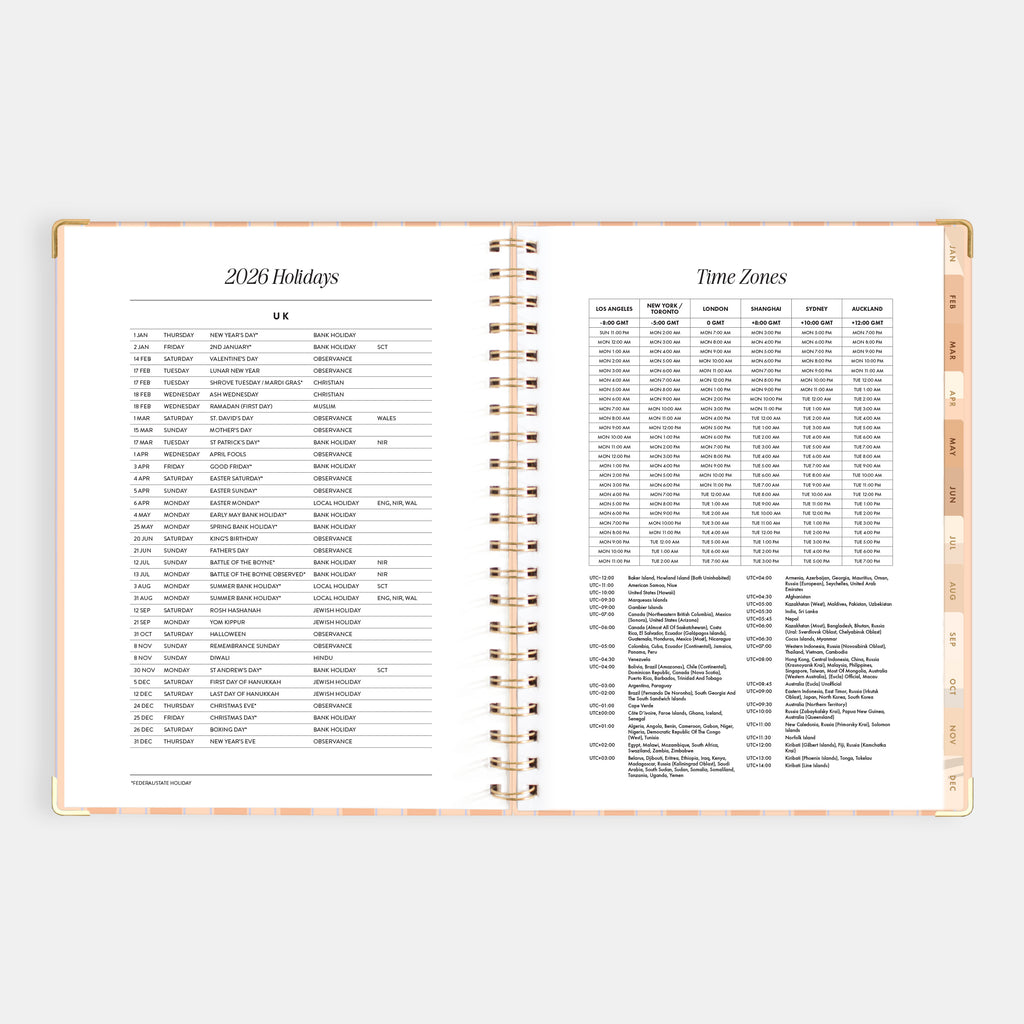 2026 A4 Academic Vertical Planner - Coral Stripe - SOLD OUT