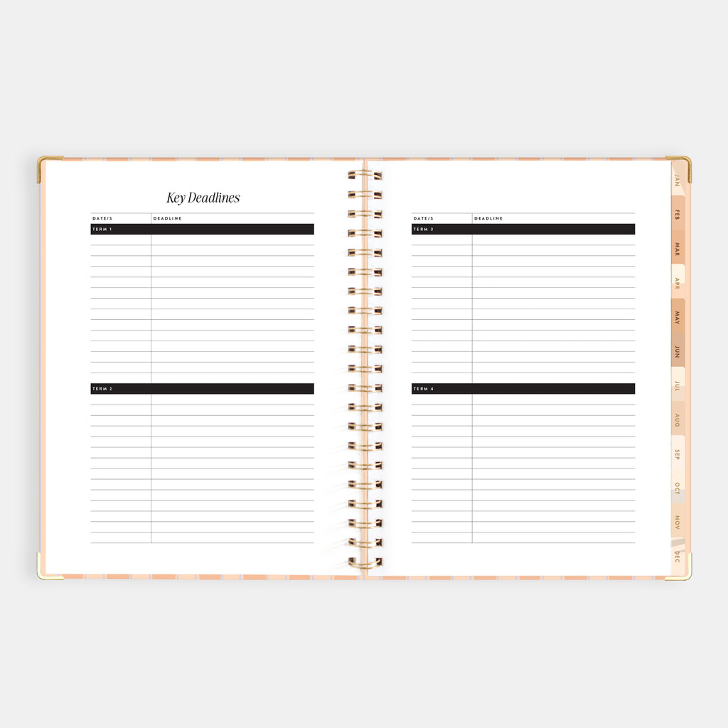 2026 A4 Academic Vertical Planner - Coral Stripe - SOLD OUT