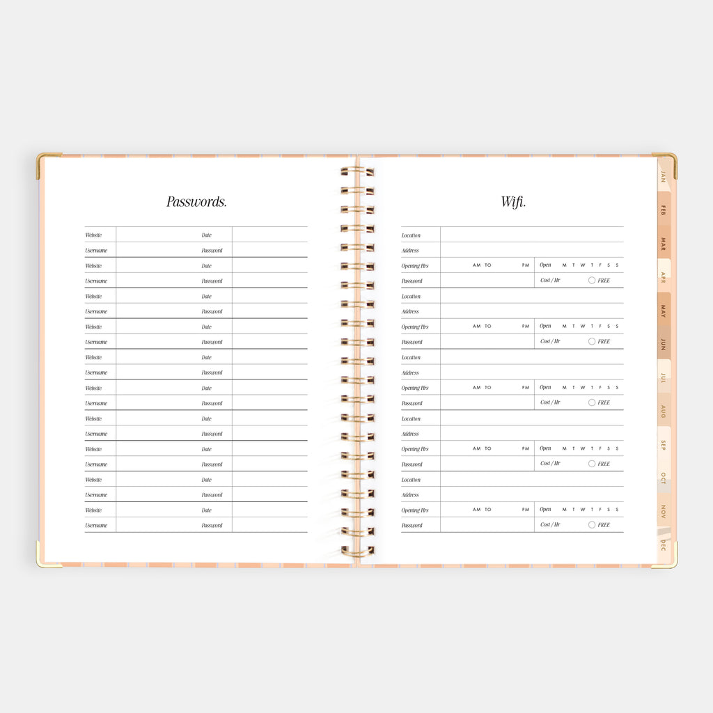 2026 A4 Academic Vertical Planner - Coral Stripe - SOLD OUT