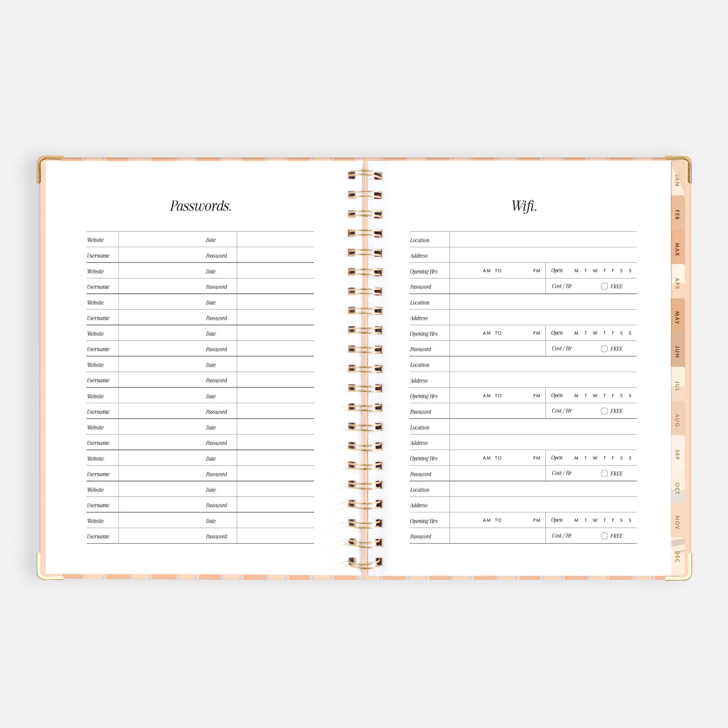 2026 A4 Academic Vertical Planner - Coral Stripe - SOLD OUT