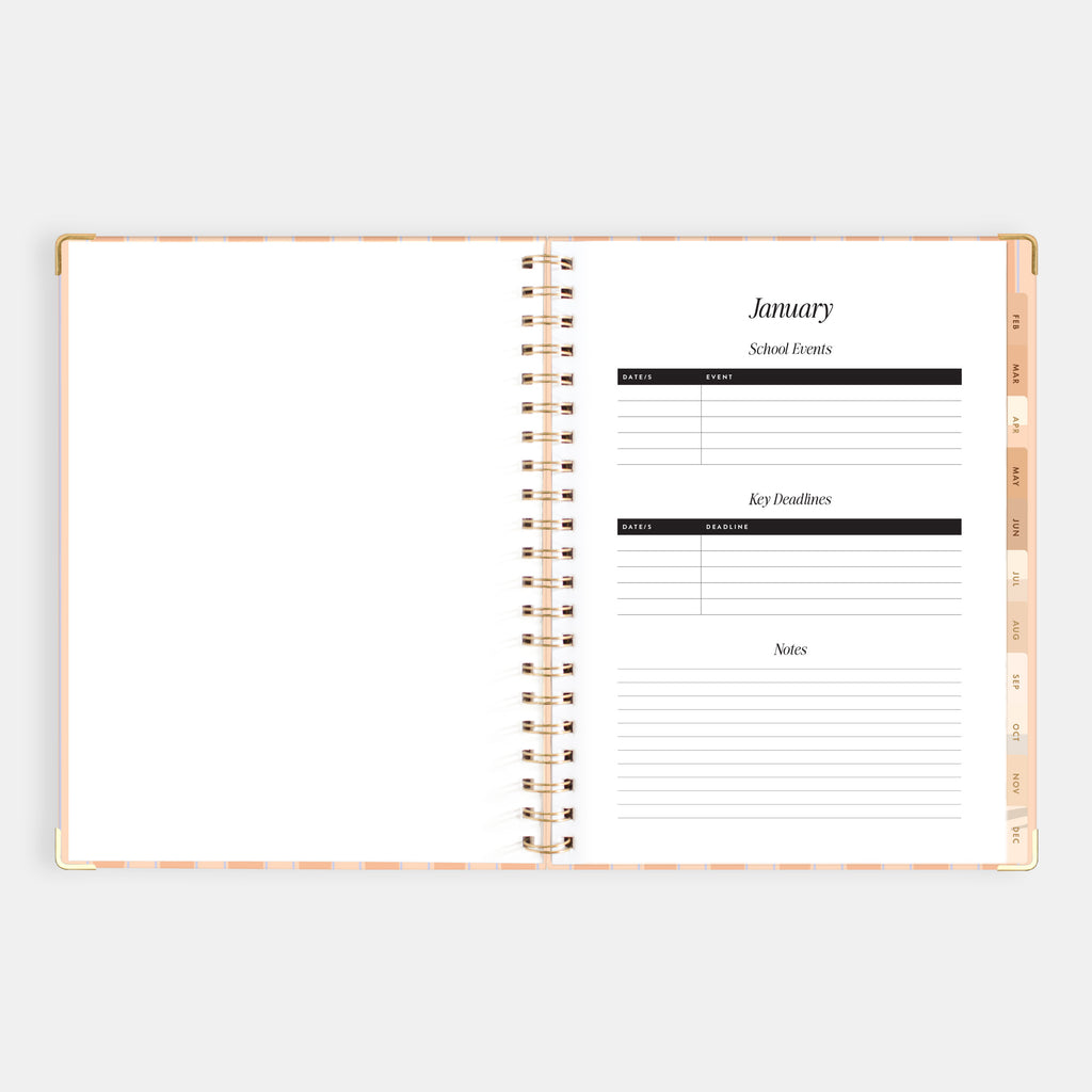 2026 A4 Academic Vertical Planner - Coral Stripe - SOLD OUT