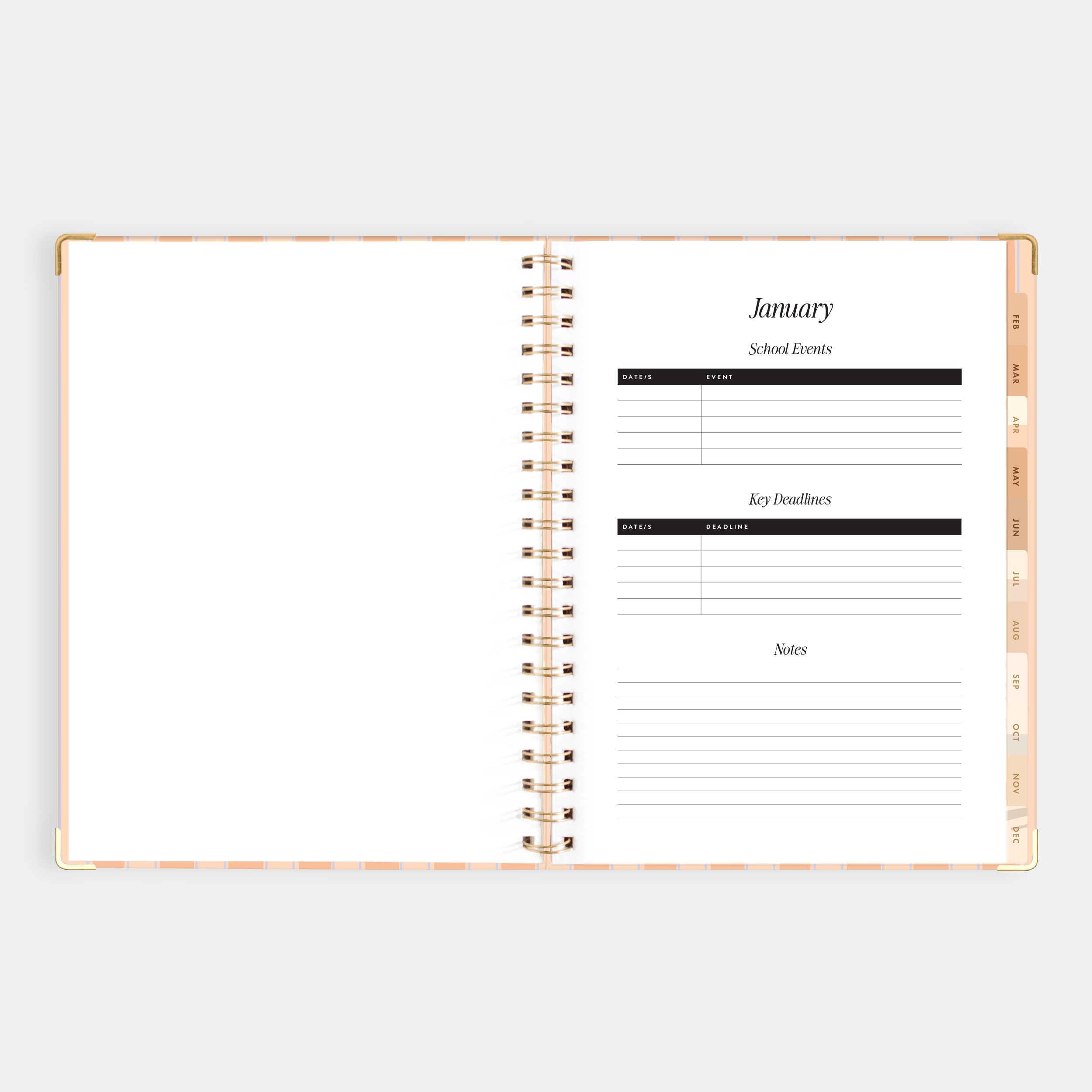 2026 A4 Academic Vertical Planner - Coral Stripe - SOLD OUT