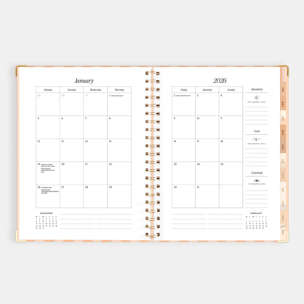 2026 A4 Academic Vertical Planner - Coral Stripe - SOLD OUT