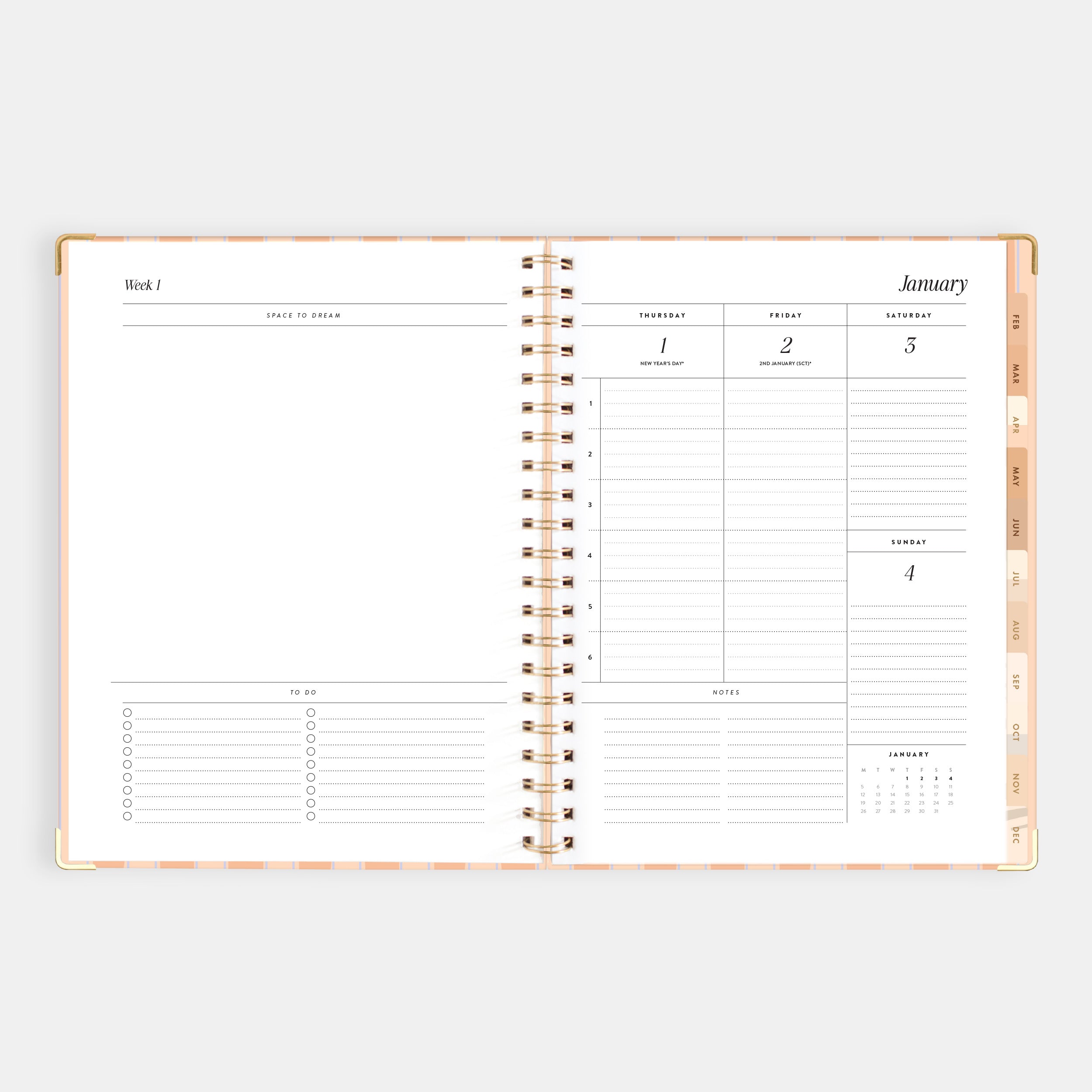 2026 A4 Academic Vertical Planner - Coral Stripe - SOLD OUT