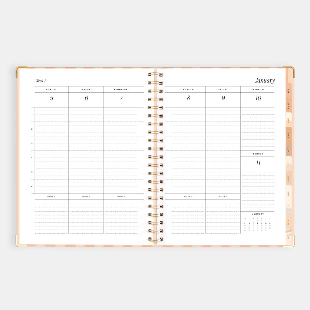 2026 A4 Academic Vertical Planner - Coral Stripe - SOLD OUT