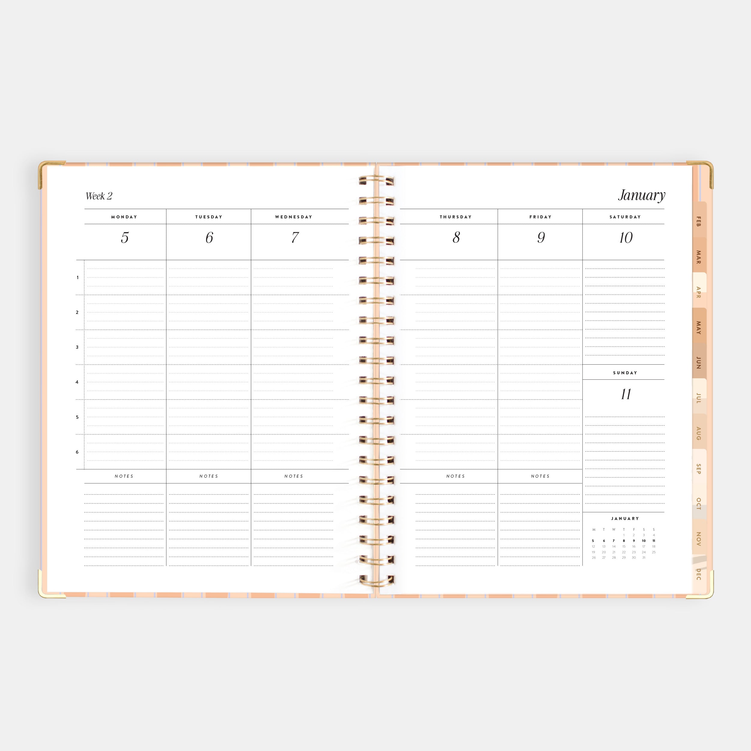 2026 A4 Academic Vertical Planner - Coral Stripe - SOLD OUT