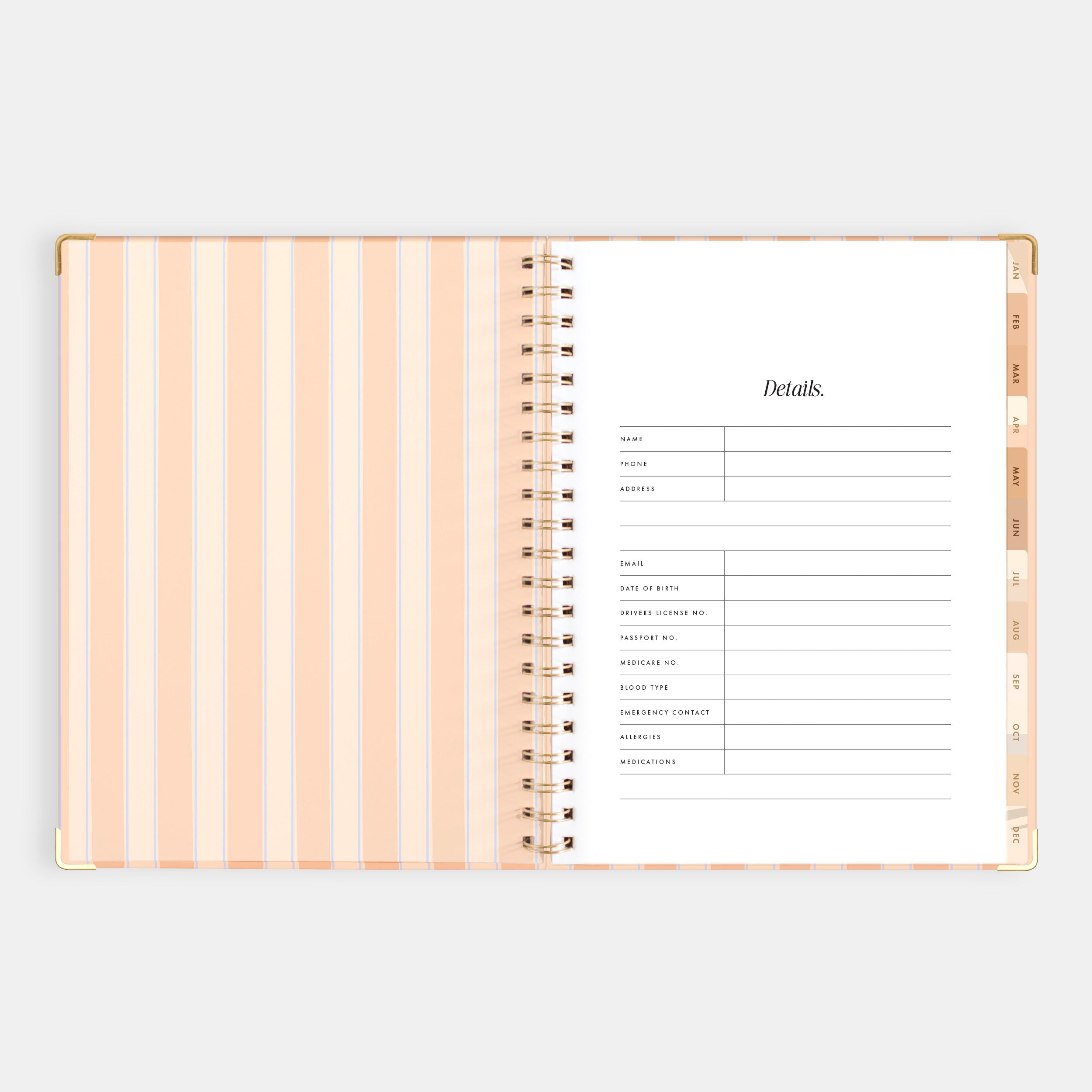 2026 A4 Academic Vertical Planner - Coral Stripe - SOLD OUT