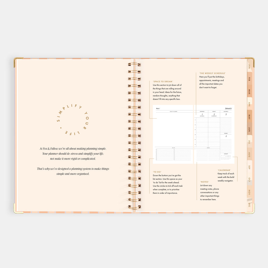 2026 A4 Academic Vertical Planner - Coral Stripe - SOLD OUT