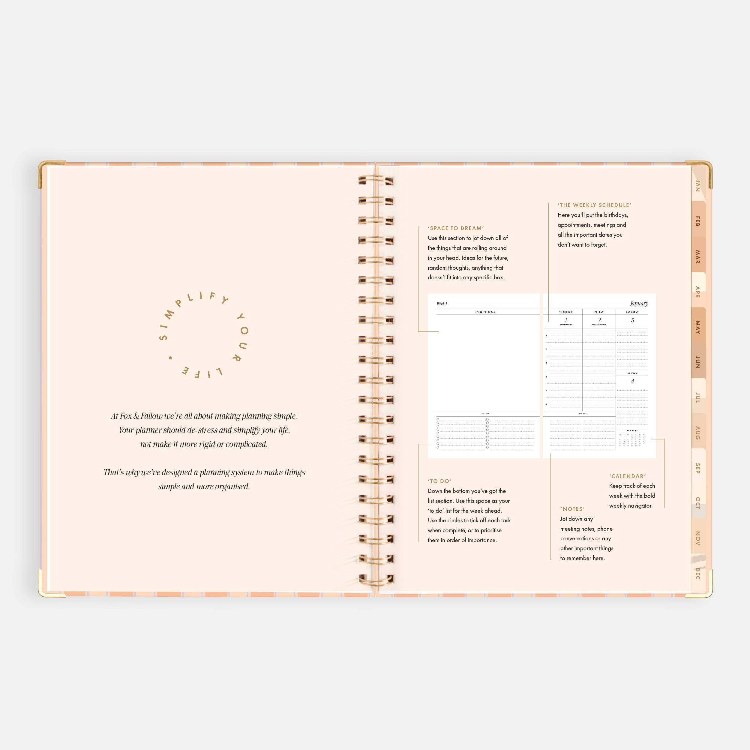 2026 A4 Academic Vertical Planner - Coral Stripe - SOLD OUT