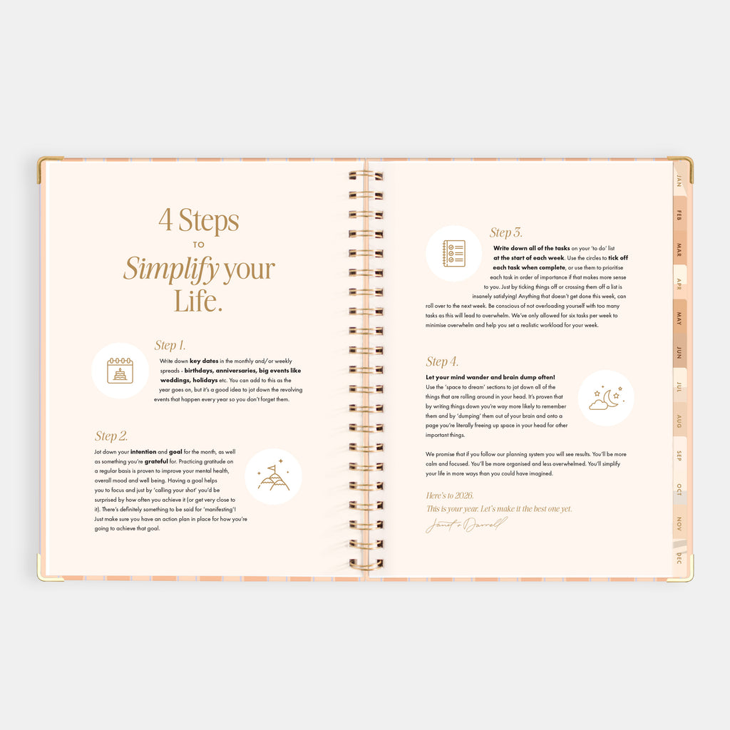 2026 A4 Academic Vertical Planner - Coral Stripe - SOLD OUT